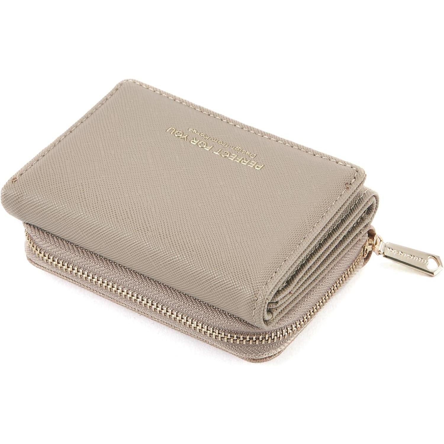 LuxusKollektion Mini Geldbörse Geldbörse Damen klein mit großer Kapazität und Münzfach Khaki