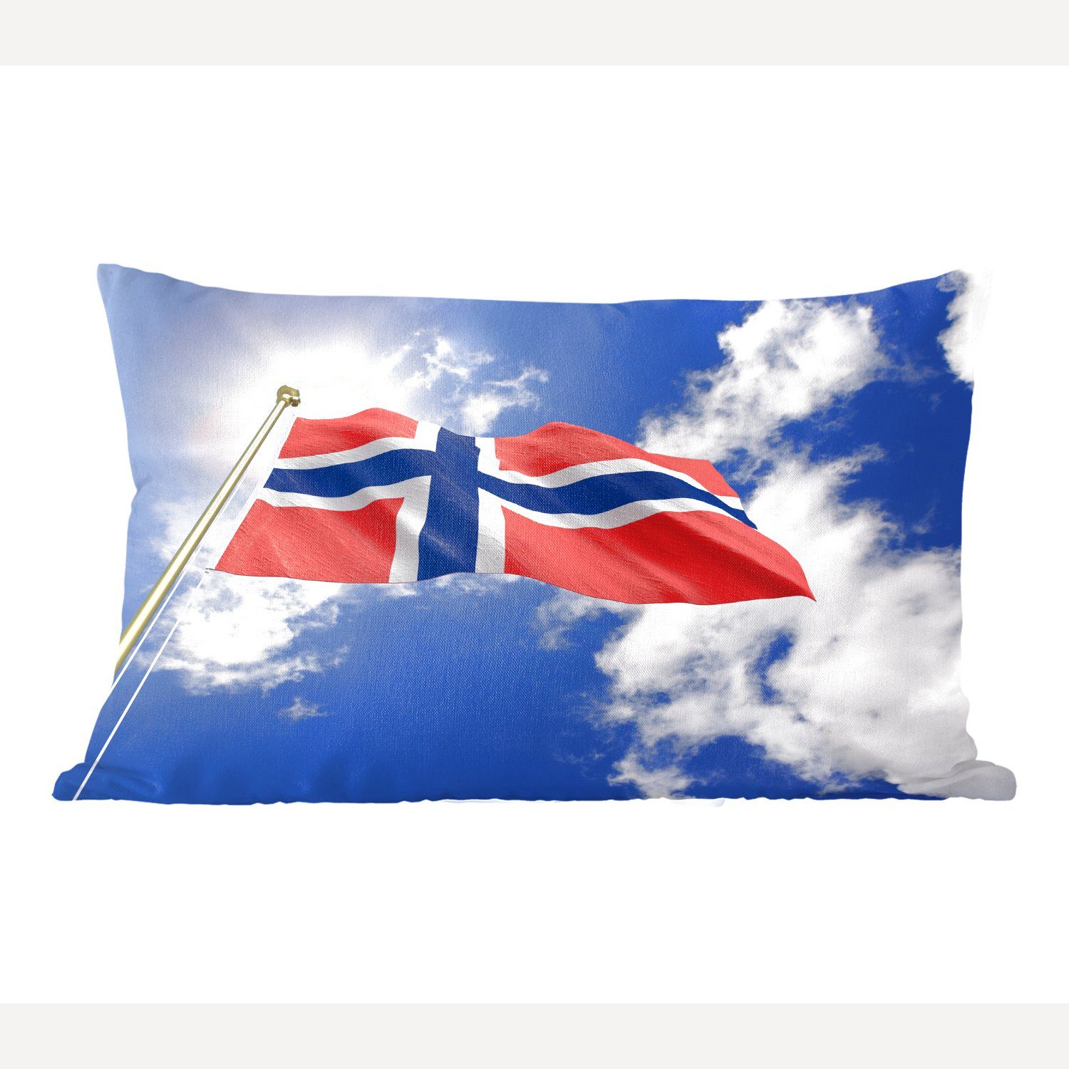 MuchoWow Dekokissen Flagge von Norwegen mit blauem Himmel, Wohzimmer Dekoration, Zierkissen, Dekokissen mit Füllung, Schlafzimmer