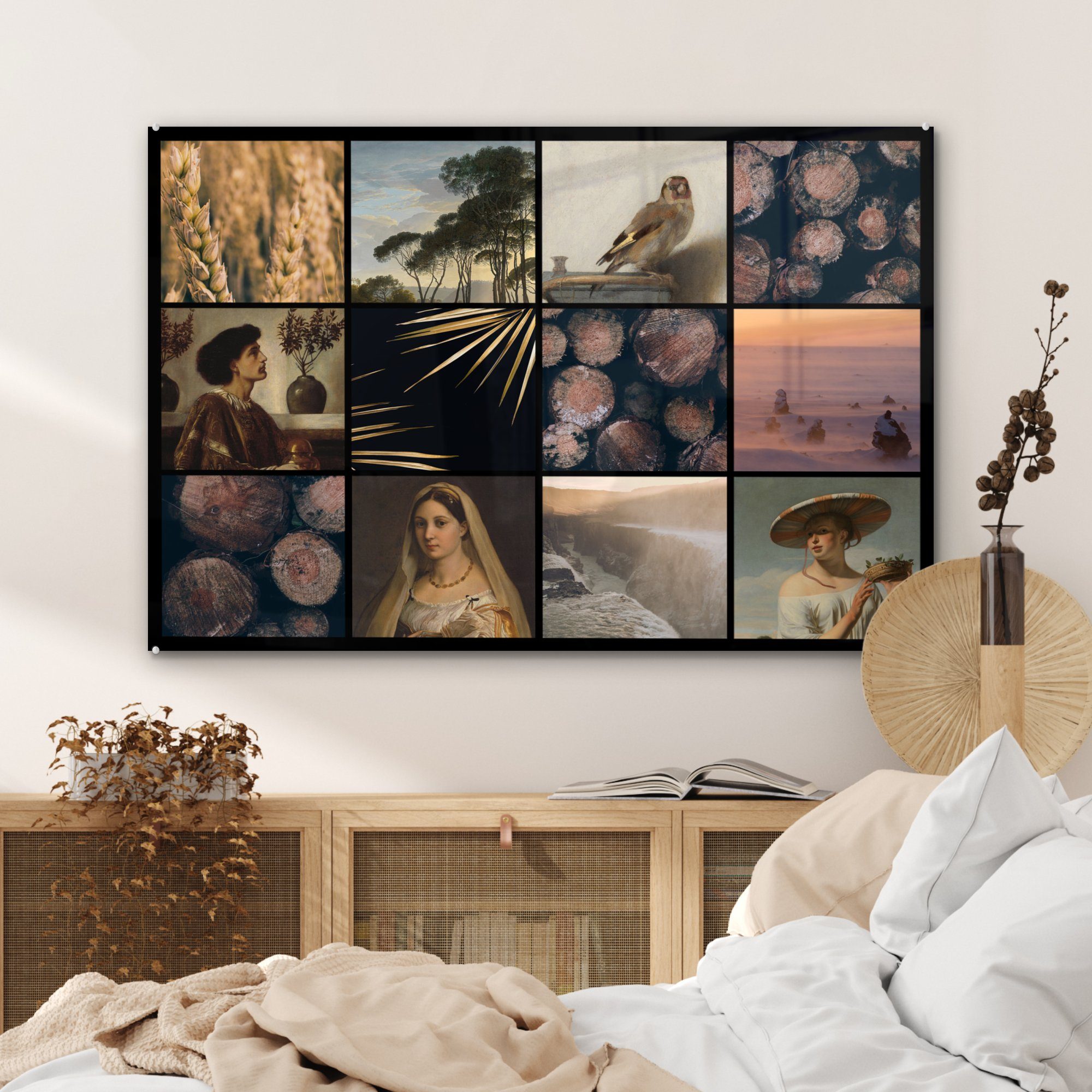 Farben, Meister St), MuchoWow Acrylglasbild & - Alte Collage Schlafzimmer (1 - Acrylglasbilder Wohnzimmer