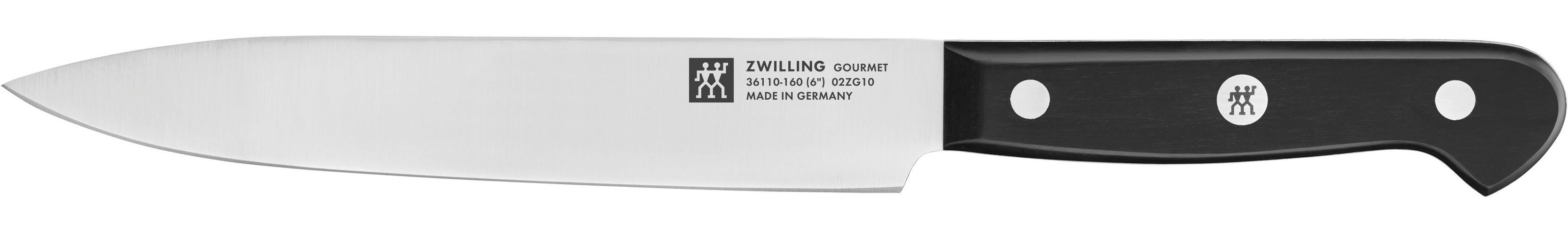 Zwilling Messer-Set Gourmet (Set, 3-tlg., 1 Spickmesser 10 cm, 1 Fleischmesser 16 cm & 1 Kochmesser 20 cm), Made in Germany, FRIODUR eisgehärtete Klingen, Sonderschmelze