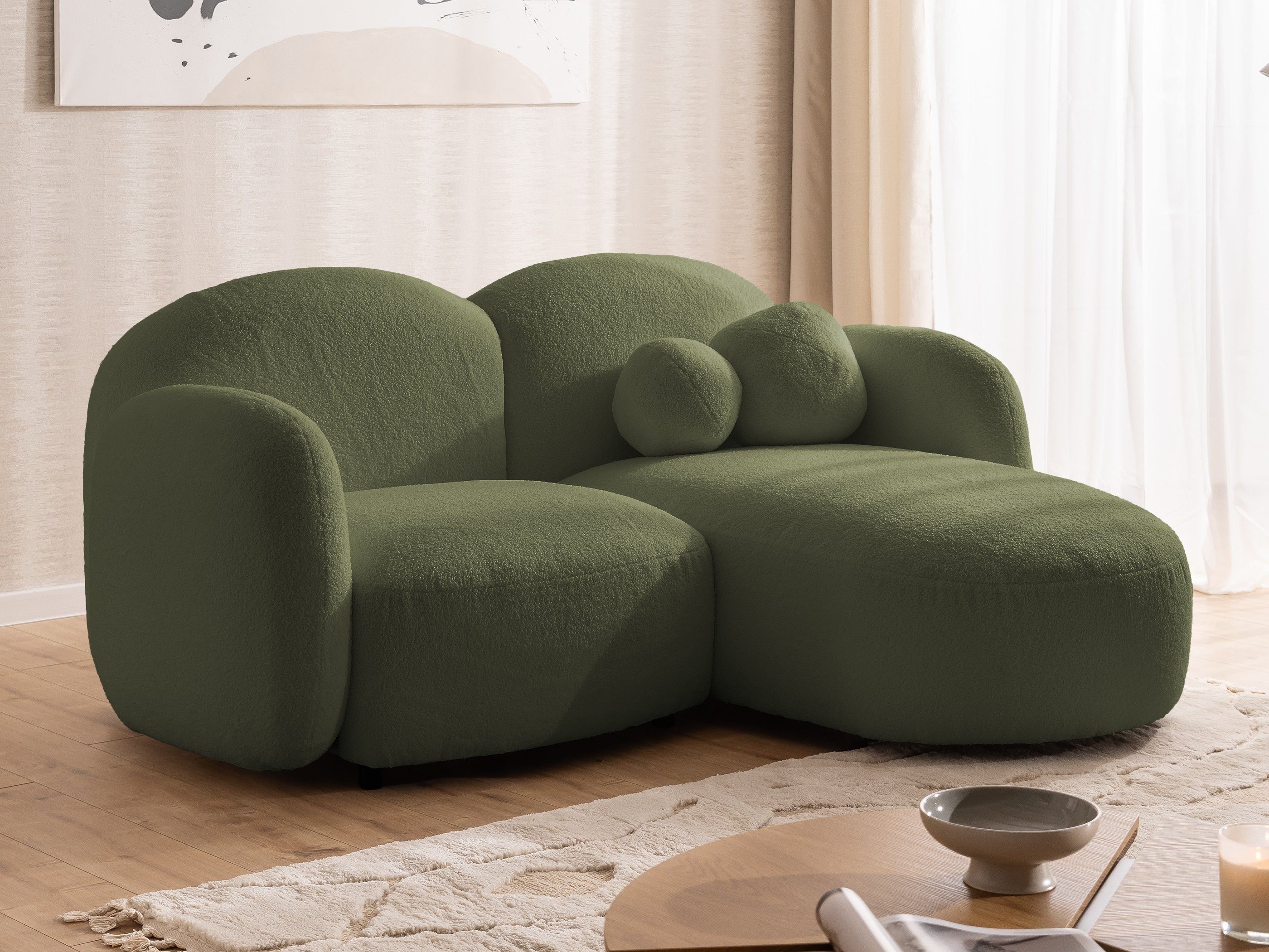 S-Style Möbel Ecksofa Nuvola aus Bouclé-Stoff mit abgerundetem Design und h günstig online kaufen