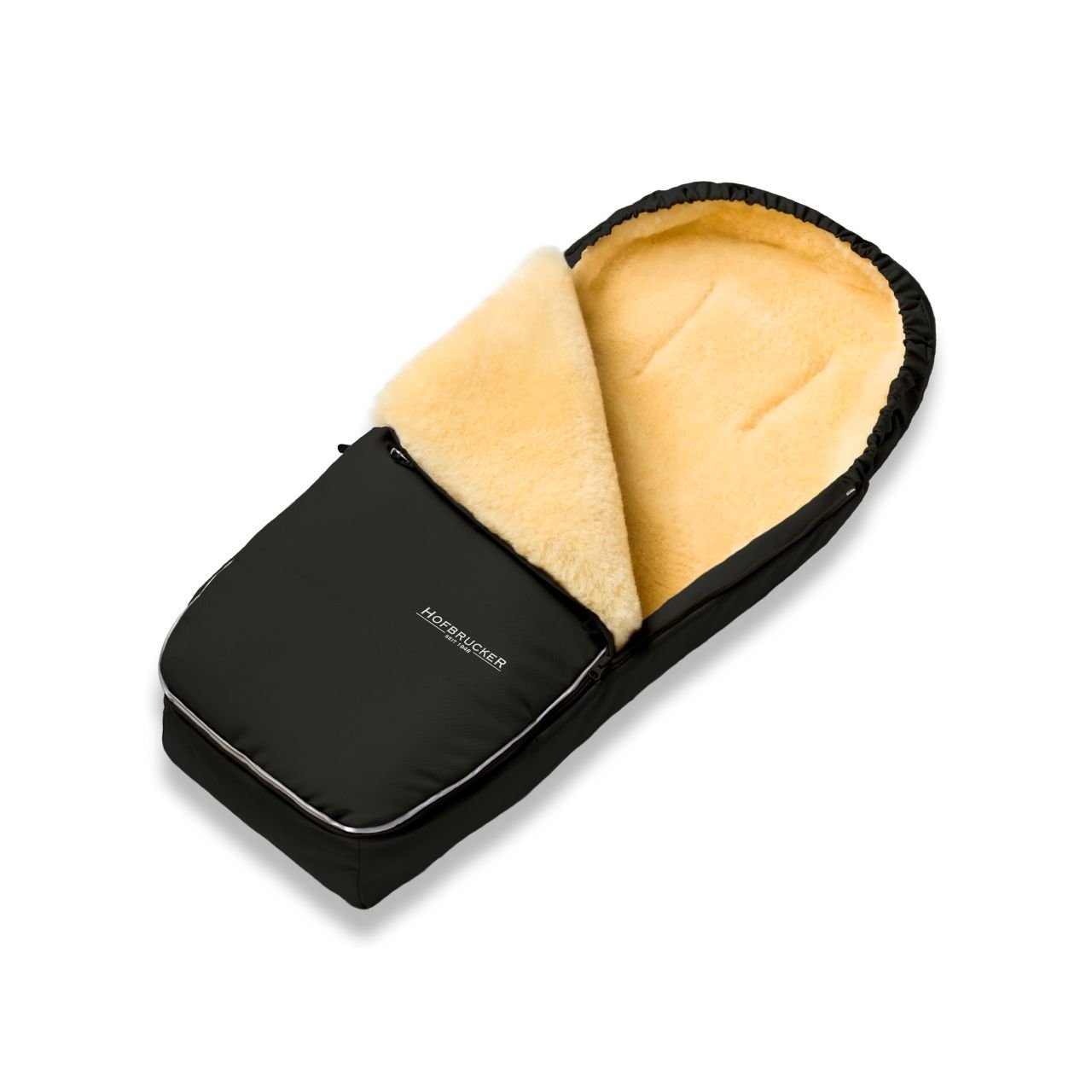 Hofbrucker seit 1948 Fußsack Hofbrucker Lammfell-Fußsack Alaska für Kinderwagen und Buggy, warmer Winterfußsack mit echtem Lammfell wasserabweisend mit Rundum-Reißverschluss als Mumienform Made in Germany