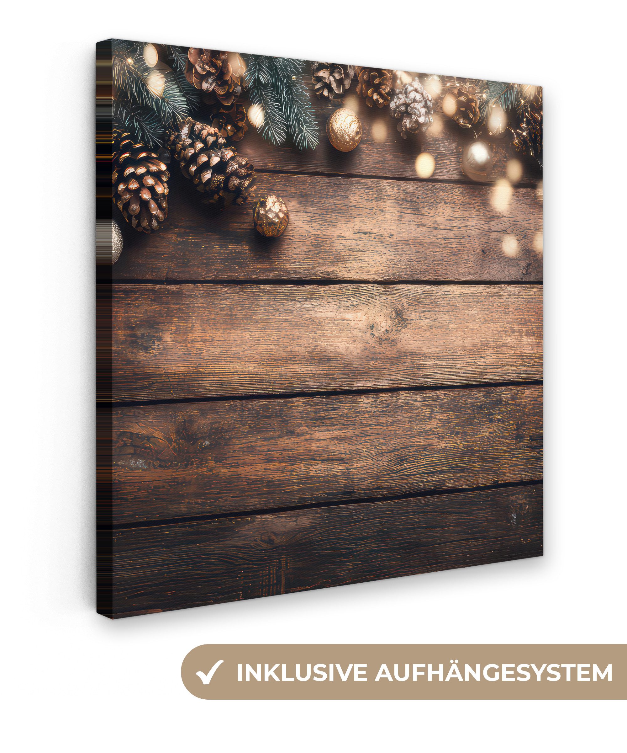 OneMillionCanvasses® Leinwandbild Weihnachtsdekoration - Holz - günstig online kaufen