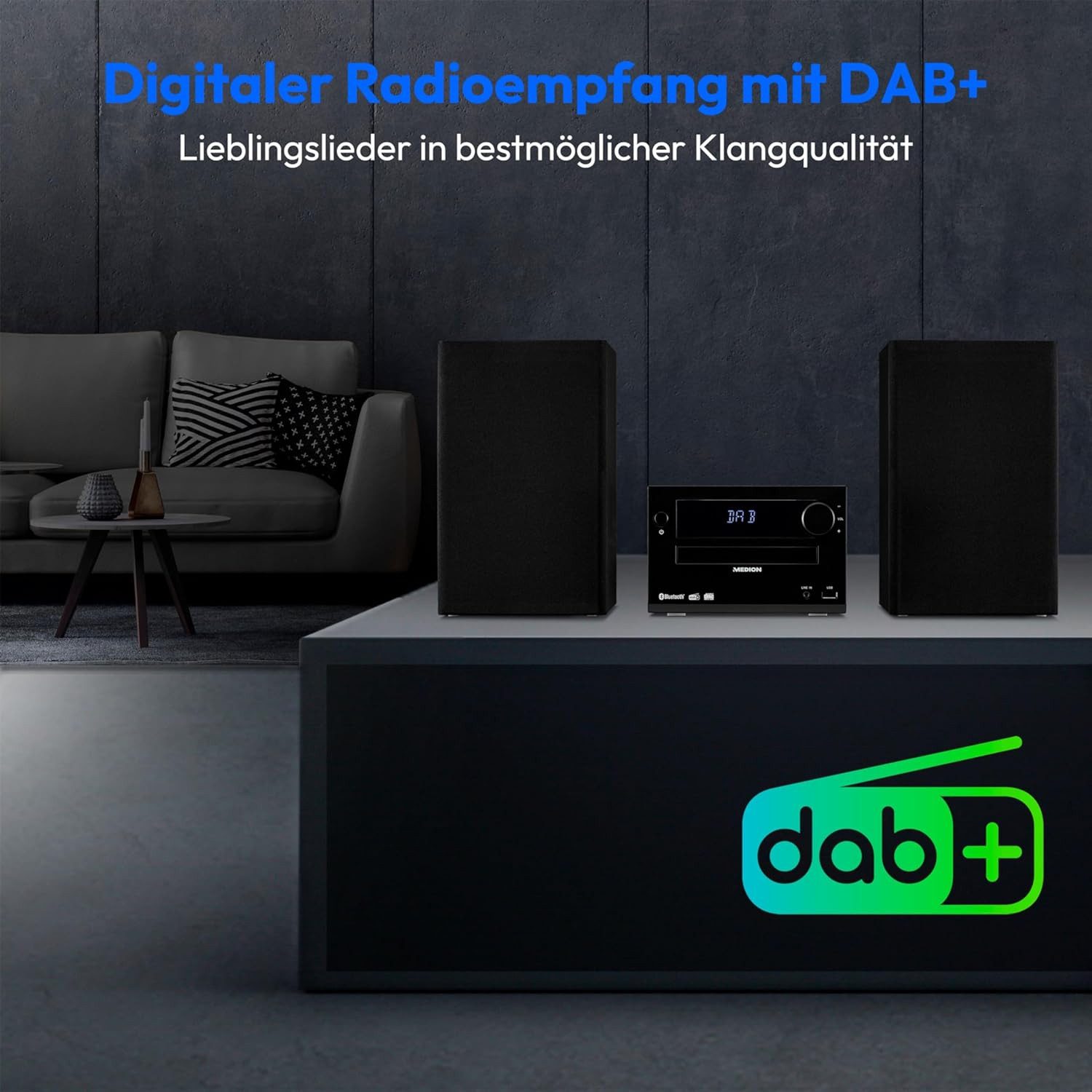 Medion® MEDION MD44484 Micro Audio System Kompaktanlage DAB+ CD Player Microanlage (DAB+/PLL UKW Radio mit je 30 Senderspeichern, DAB+/PLL UKW Radio mit je 30 Senderspeichern, CD R/RW/MP3 kompatibel)