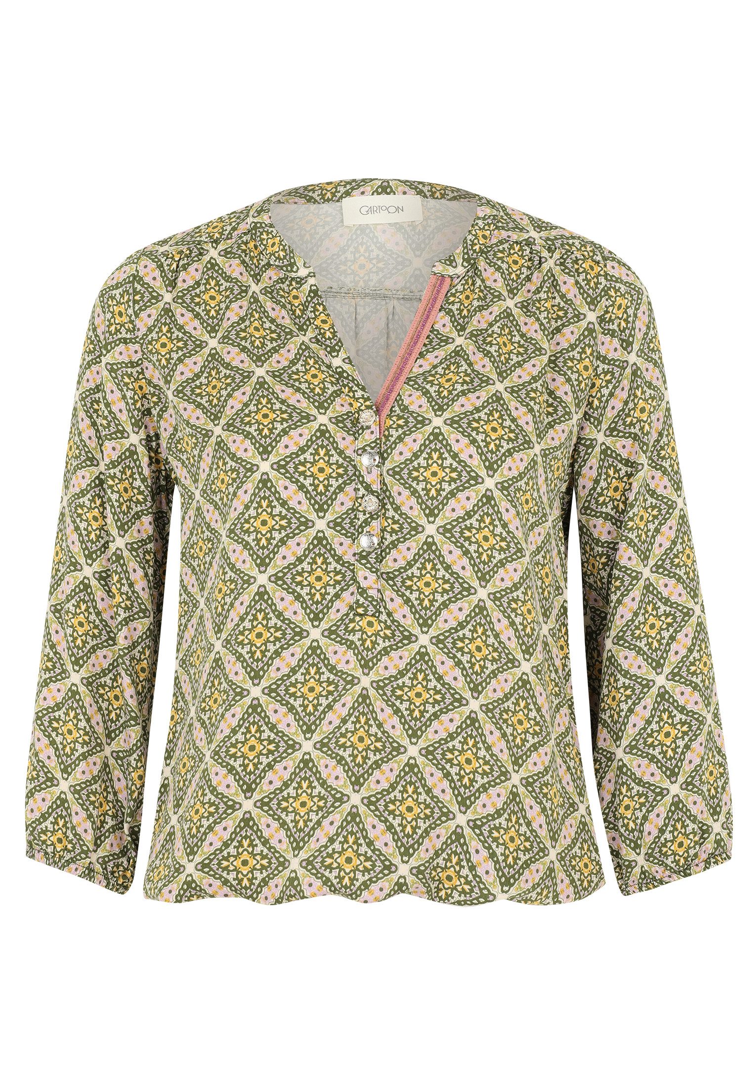 Cartoon Schlupfbluse Damen Casual-Bluse mit Muster günstig online kaufen