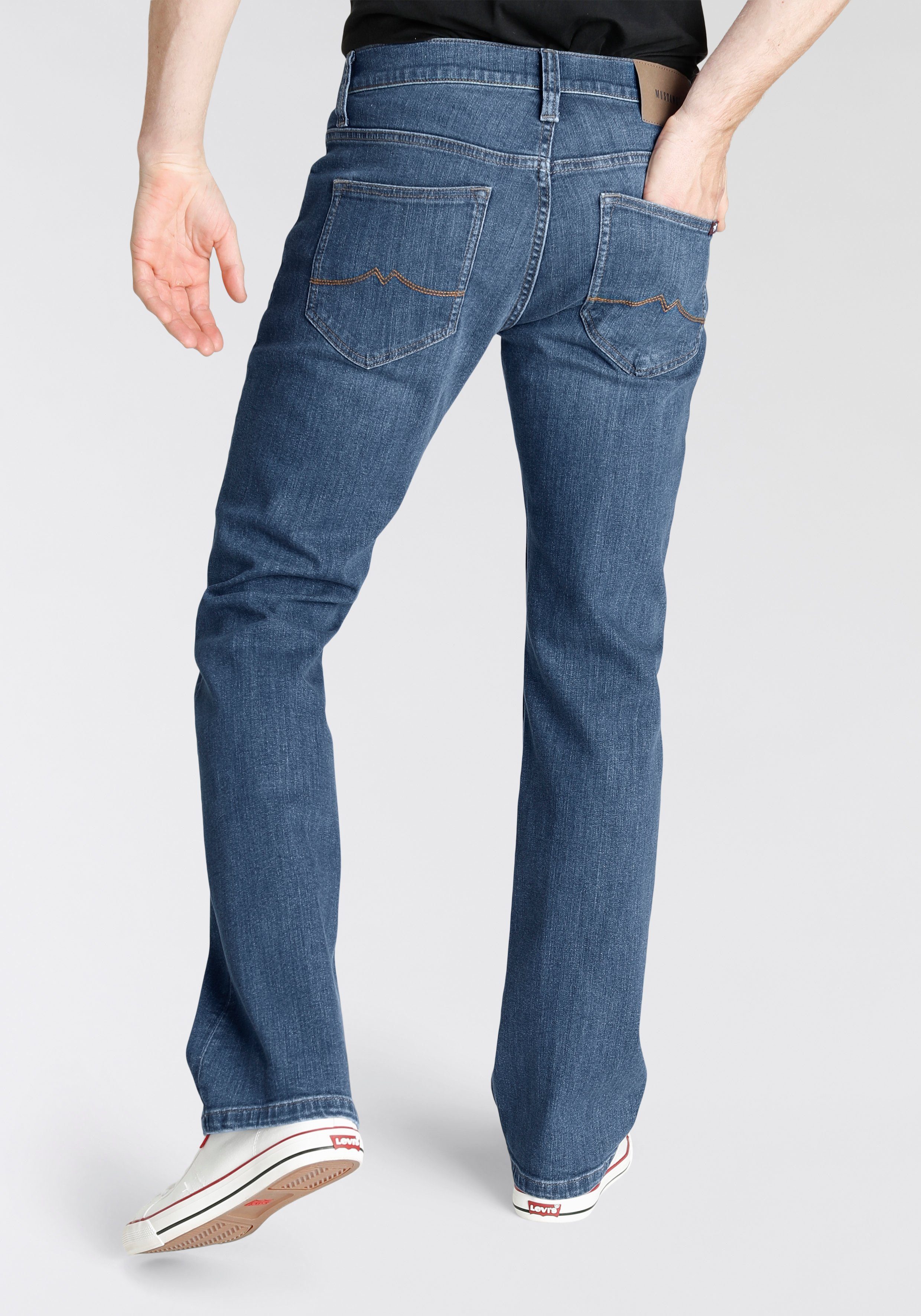 wash BOOTCUT STYLE OREGON Bootcut-Jeans dark MUSTANG blue