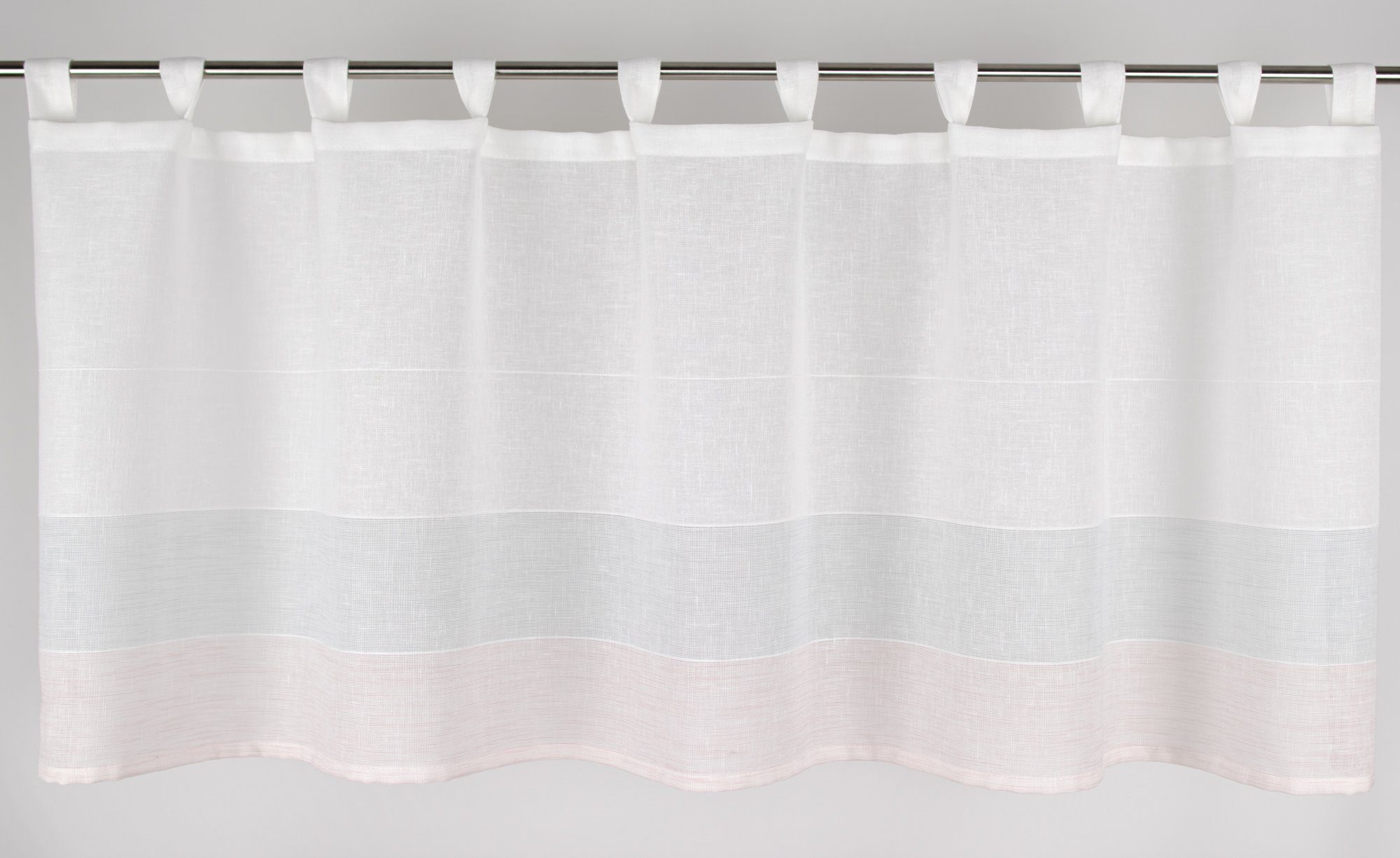 EXPERIENCE Scheibengardine Scheibengardine Bistrogardine Küchengardine 4022 Wollweiß Rosa Mint 50x140 cm mit 10 Schlaufen Leinenoptik (1 St), Schlaufen, halbtransparent, Batist, Batiststore