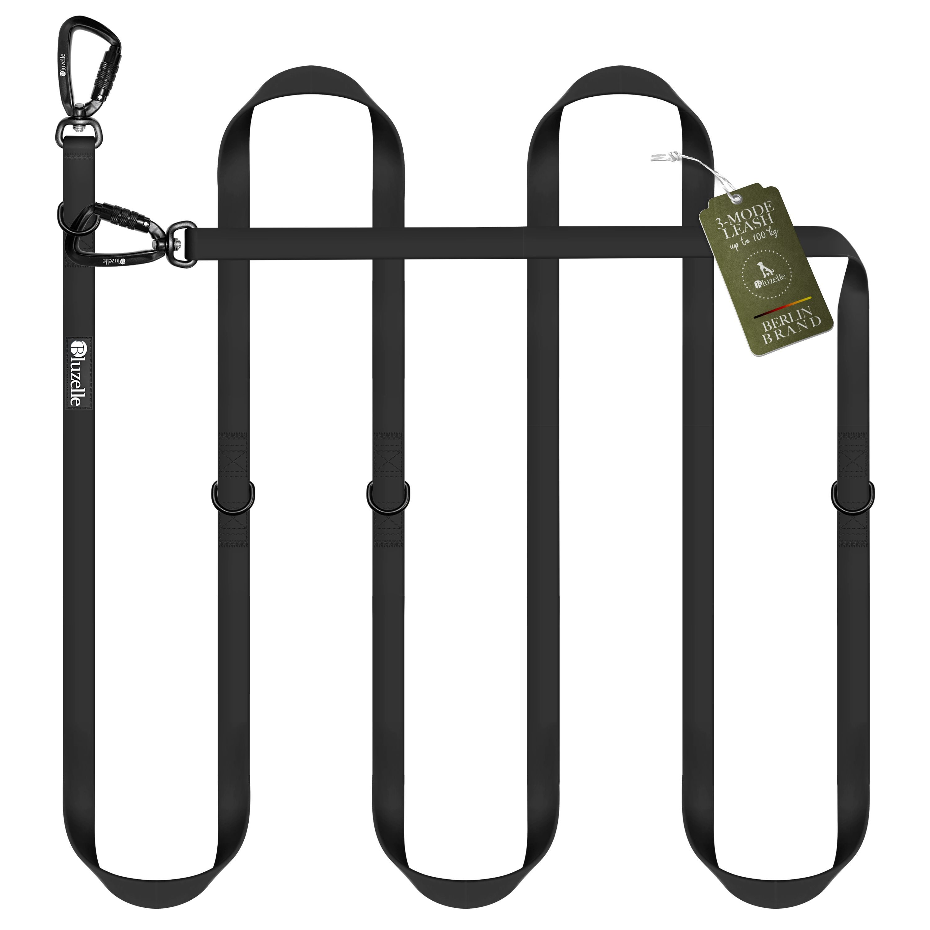 Bluzelle Führleine, Starke PVC Leine, 2 Große Aluminium Karabiner, Umhängeleine Freihändig, Hundeleine 3m Verstellbar Wasserdicht Umhängen, Mittlere & Große Hunde