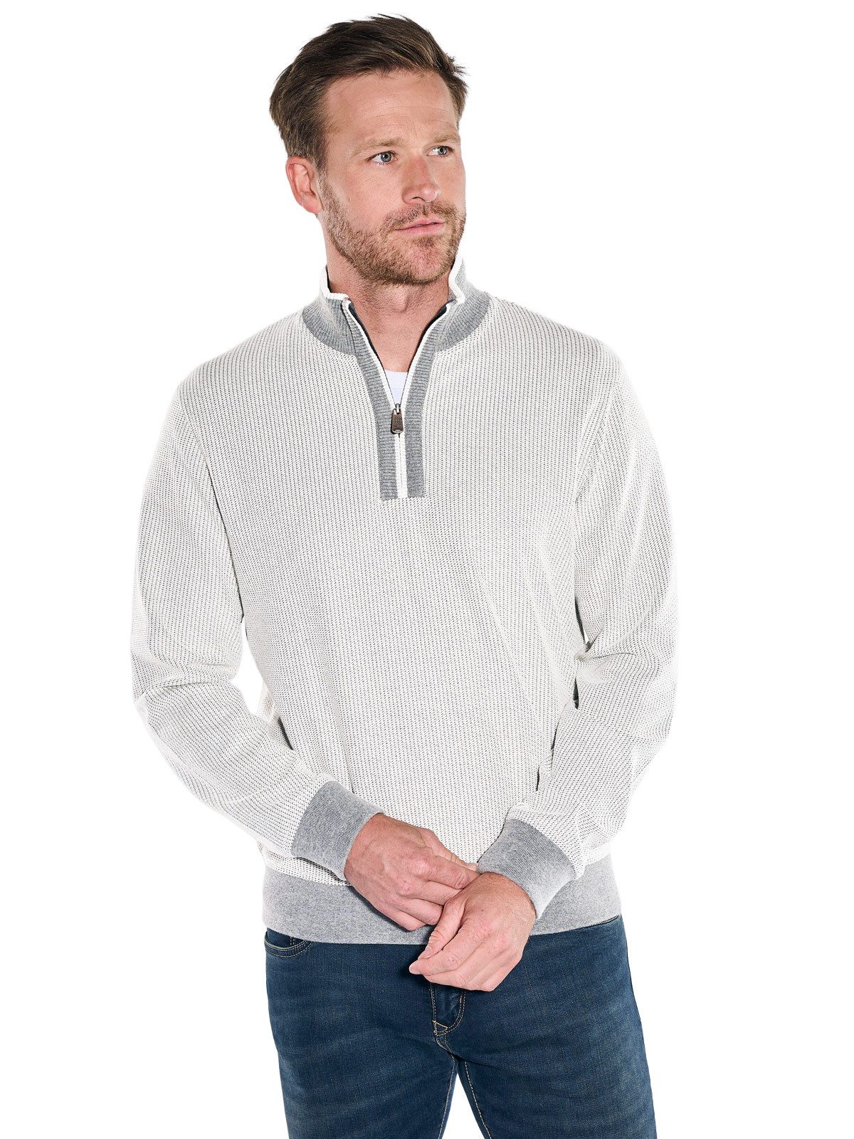 Engbers Sweatshirt Herren Sweatshirt Stehbund, Hellgrau