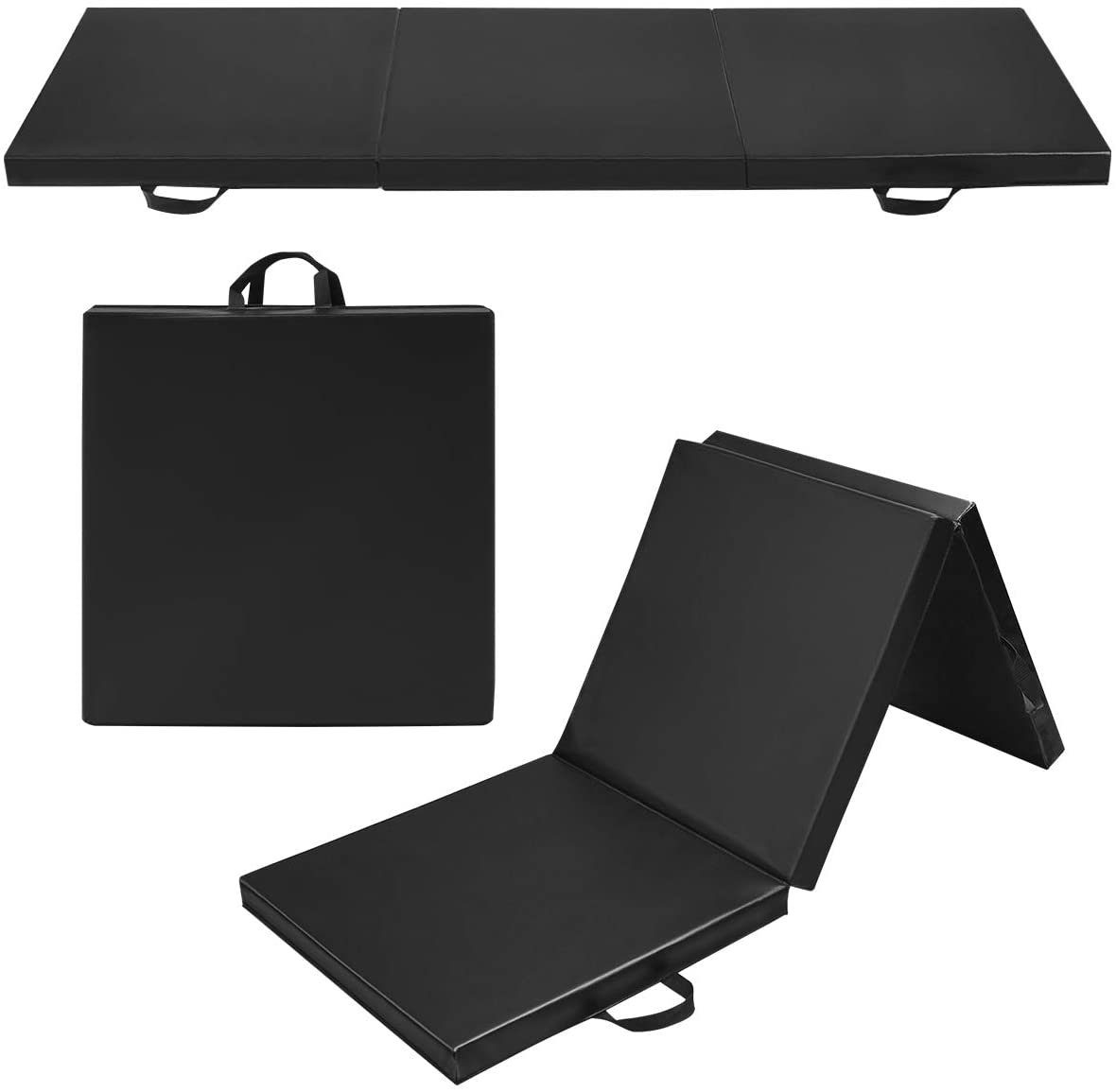 COSTWAY Gymnastikmatte Yogamatte, 180 x 60 x 5 cm, tragbar &rutschfest