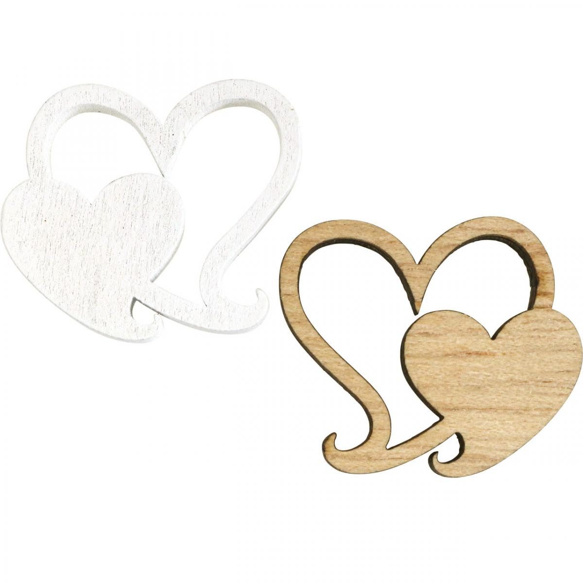 Florists Products Streudeko Doppelherz Streudeko Hochzeit Holzherzen 3cm, 72 Stk, 72 Stück