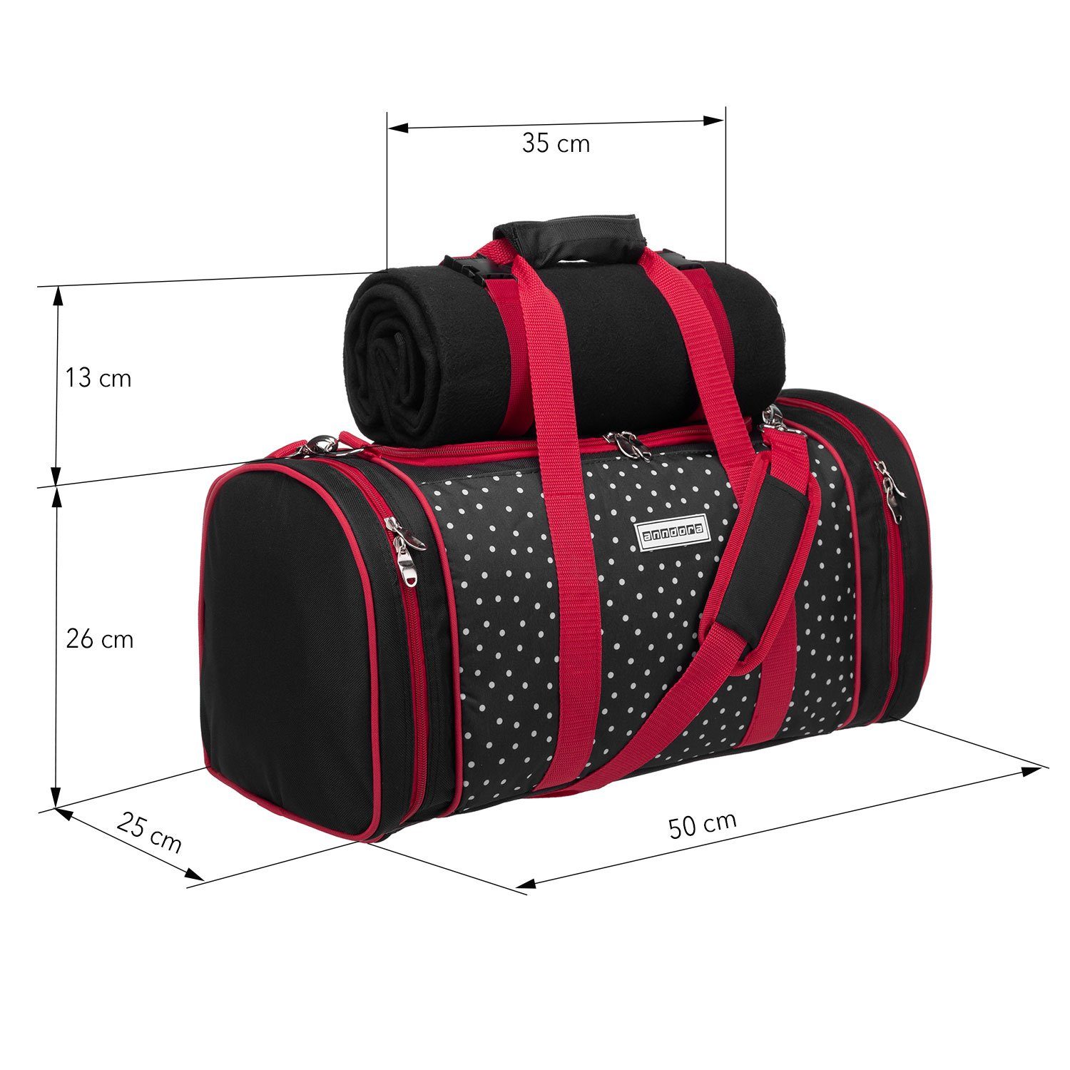 anndora Picknickkorb Kühltasche inkl. Outdoordecke + 20 tlg. Zubehör f. 4 Personen, gepolsterter Tragegurt - zusammenlegbare Outdoordecke