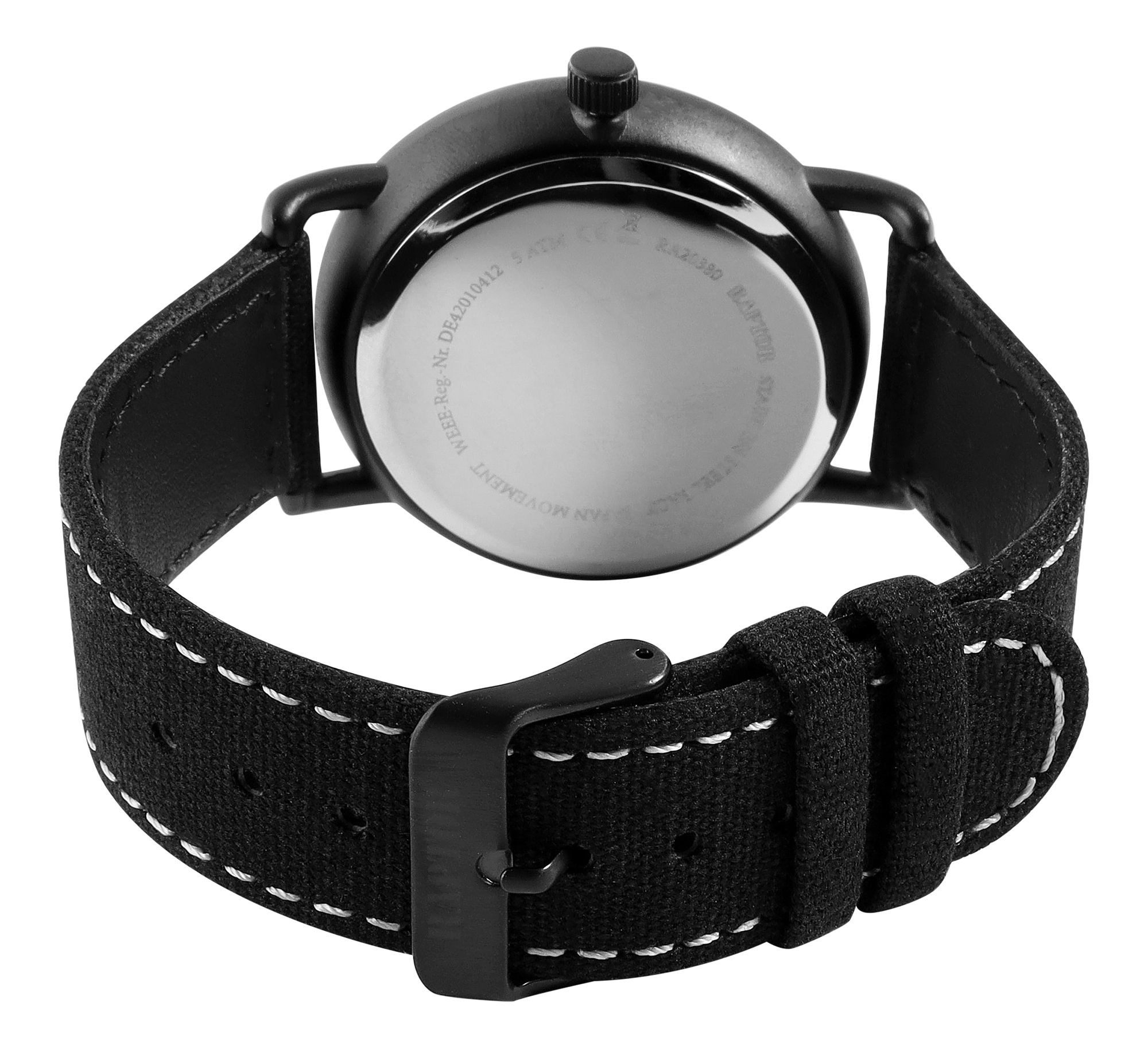 Raptor Quarzuhr mit Textilarmband, Datumsanzeige, 5 ATM