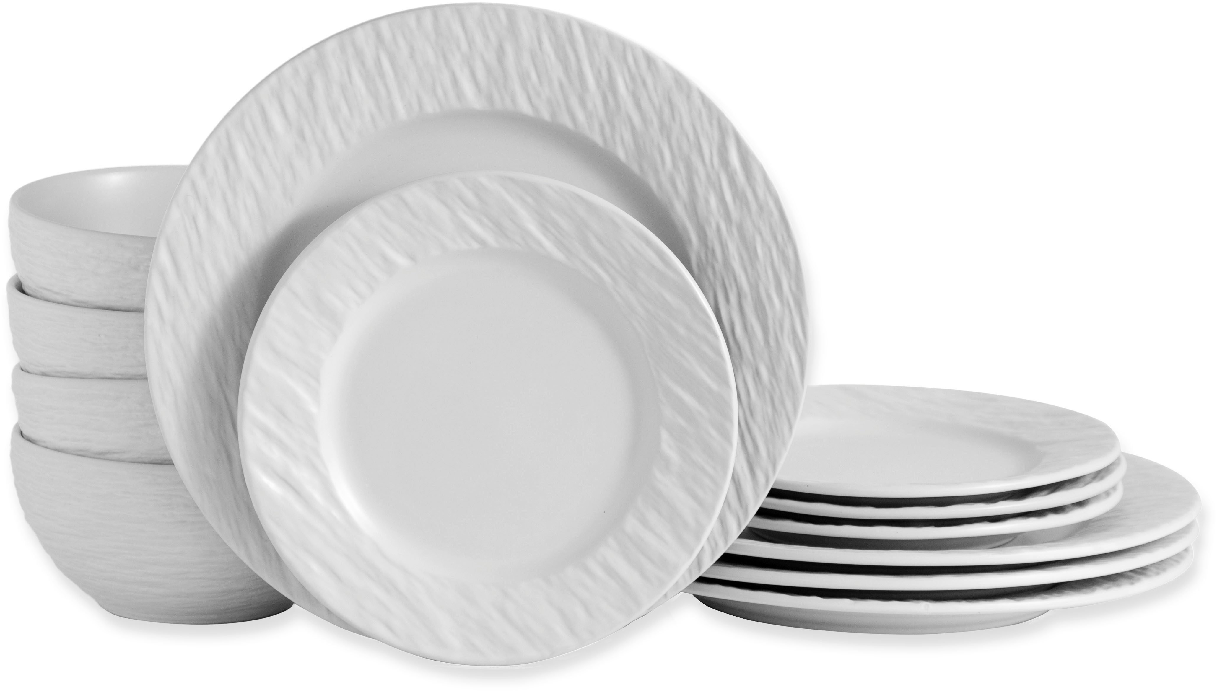 ECHTWERK Tafelservice Teller Set, "New Modern" (12-tlg), 4 Personen, Steinzeug, Modernes Geschirrset in Schiefer-Optik, hochwertige Stoneware