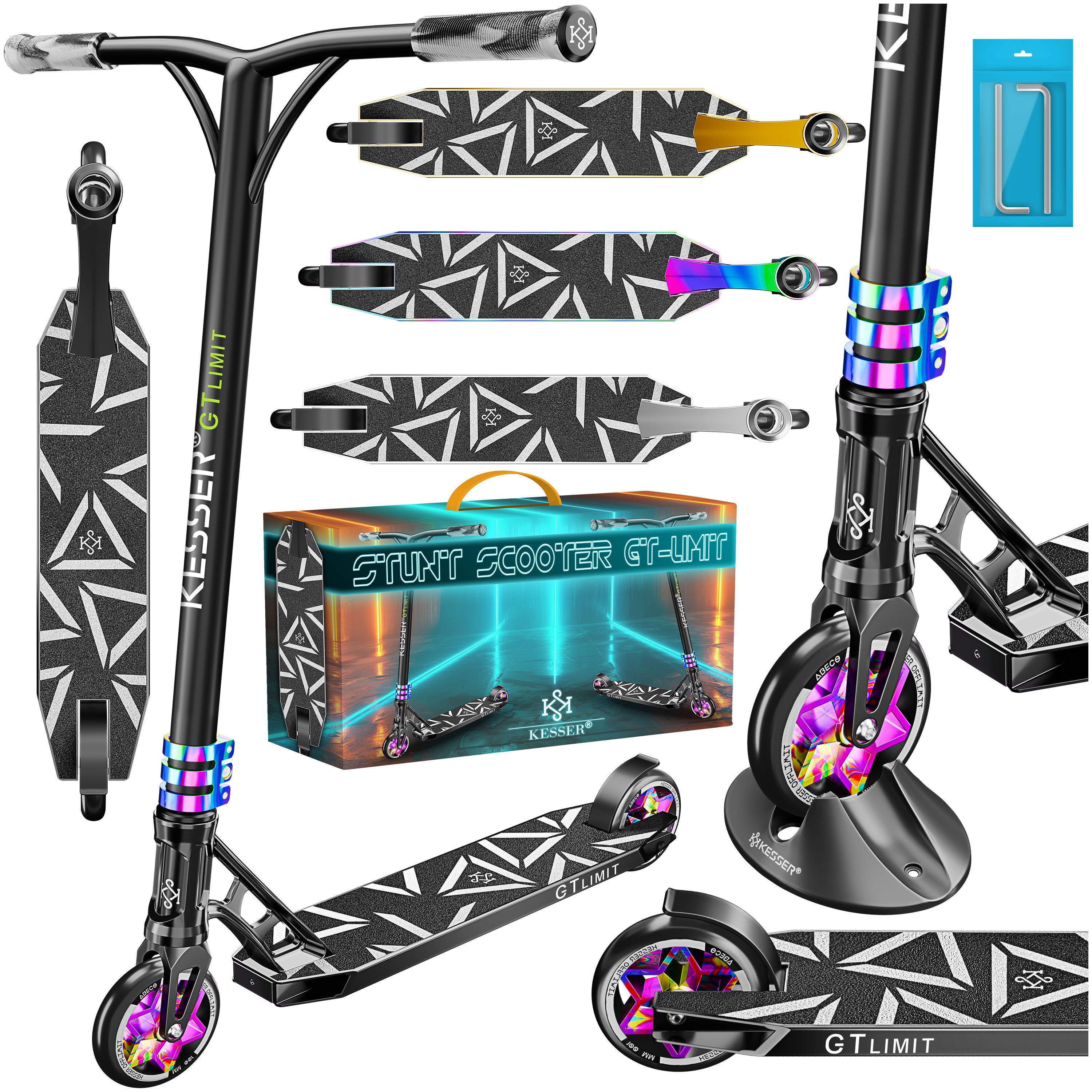 KESSER Scooter, Stuntscooter GT-Limit 360° Lenkung Funscooter Kickscooter Tretroller