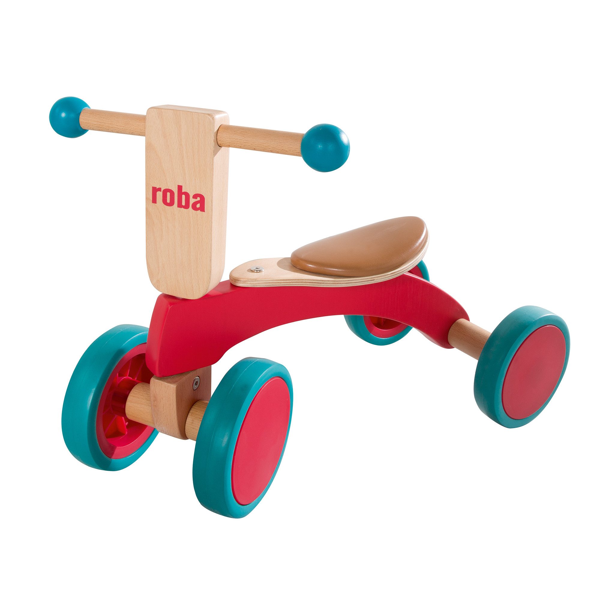 roba® Rutscher Kinderfahrzeug aus Holz, Kleinkind Laufrad/Sitzroller ab 1 Jahr, Rutschrad aus stabilem Holz für Kinder - Laufen Lernen Spielzeug
