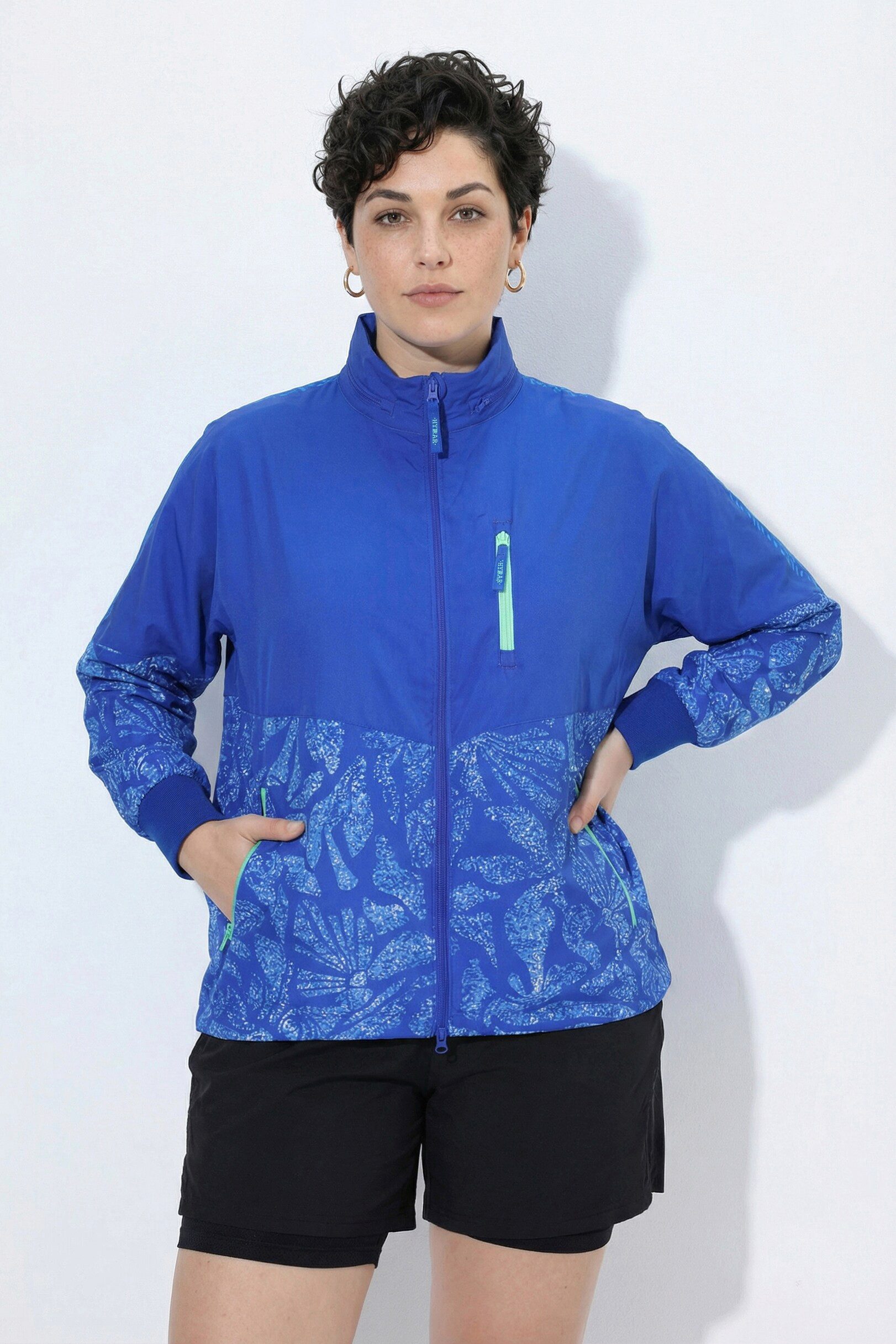 Ulla Popken Funktionsjacke Outdoor-Jacke Korallen Stehkragen Kapuze LSF 50+