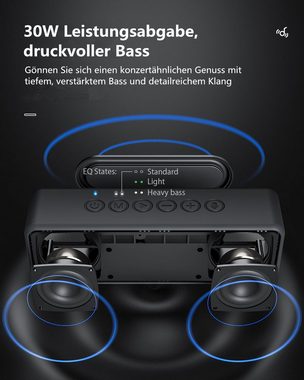 BLiTZWOLF Bluetooth-Lautsprecher (30 W, Doppeltreiber Bass, IPX6)
