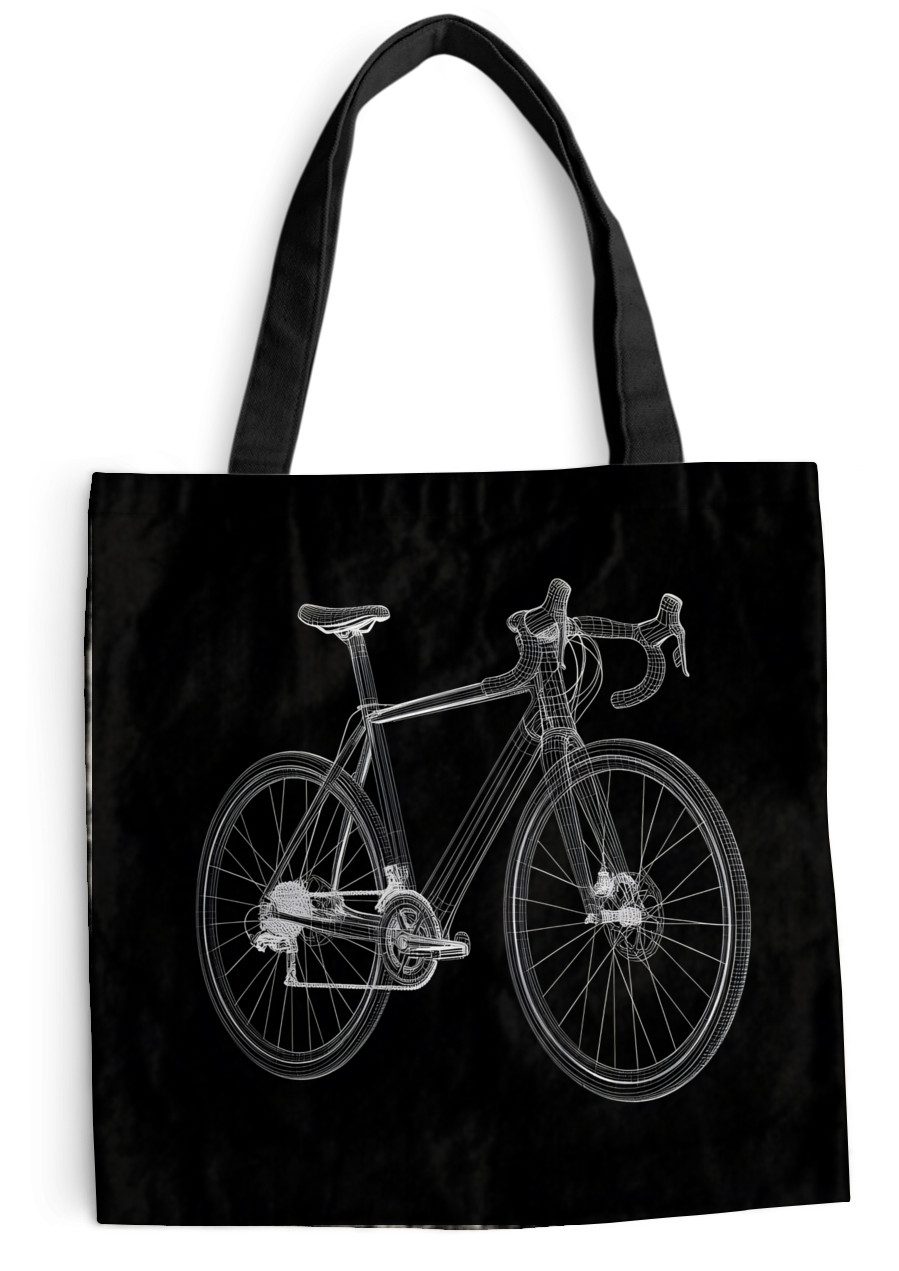MuchoWow Shopper Linien - Illustration - Weiß, Handtasche, Damen und Herren, Schultertasche, Umhängetasche, Tote Bag