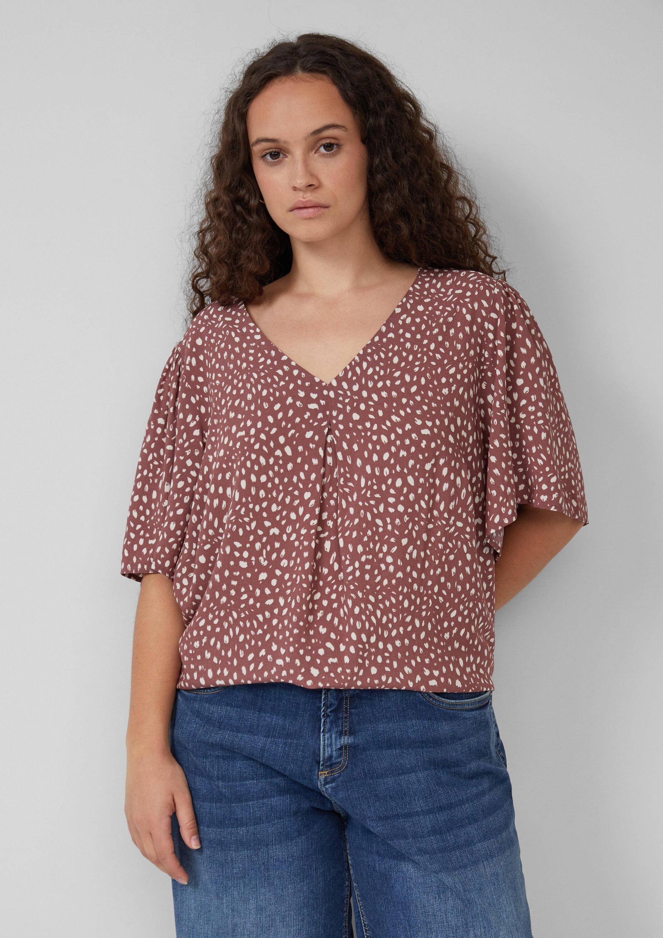 QS Kurzarmbluse Bluse Viskose Bluse mit günstig online kaufen