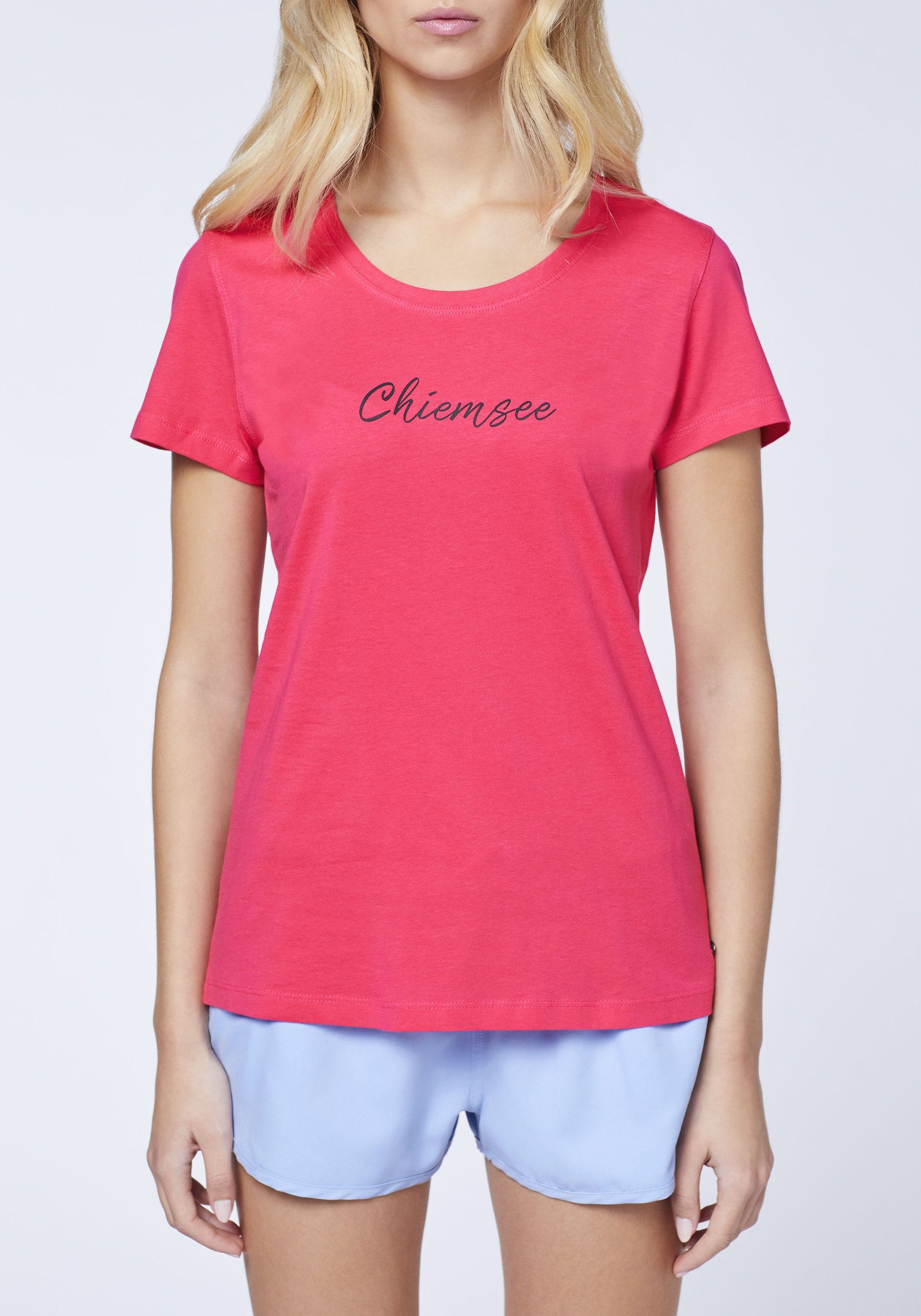 T-Shirt Chiemsee im 1 Raspberry 18-1754 Label-Look Print-Shirt
