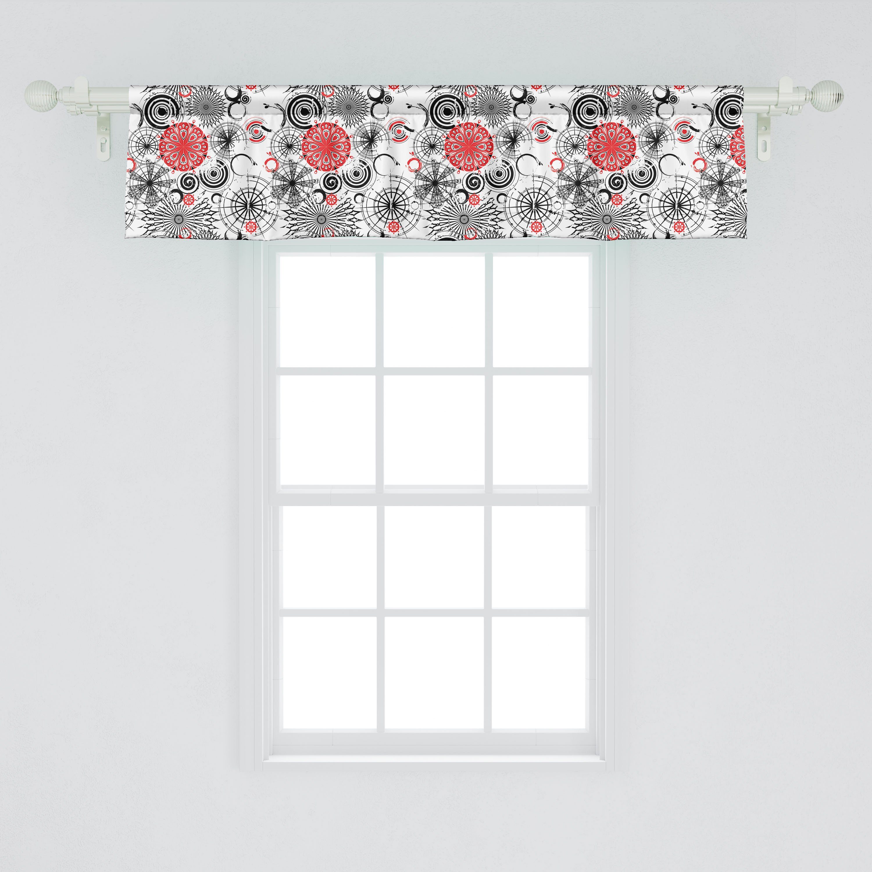 Grunge für Vorhang Mandala Schlafzimmer Küche Volant Stangentasche, mit Dekor Scheibengardine Microfaser, Runden Abakuhaus,