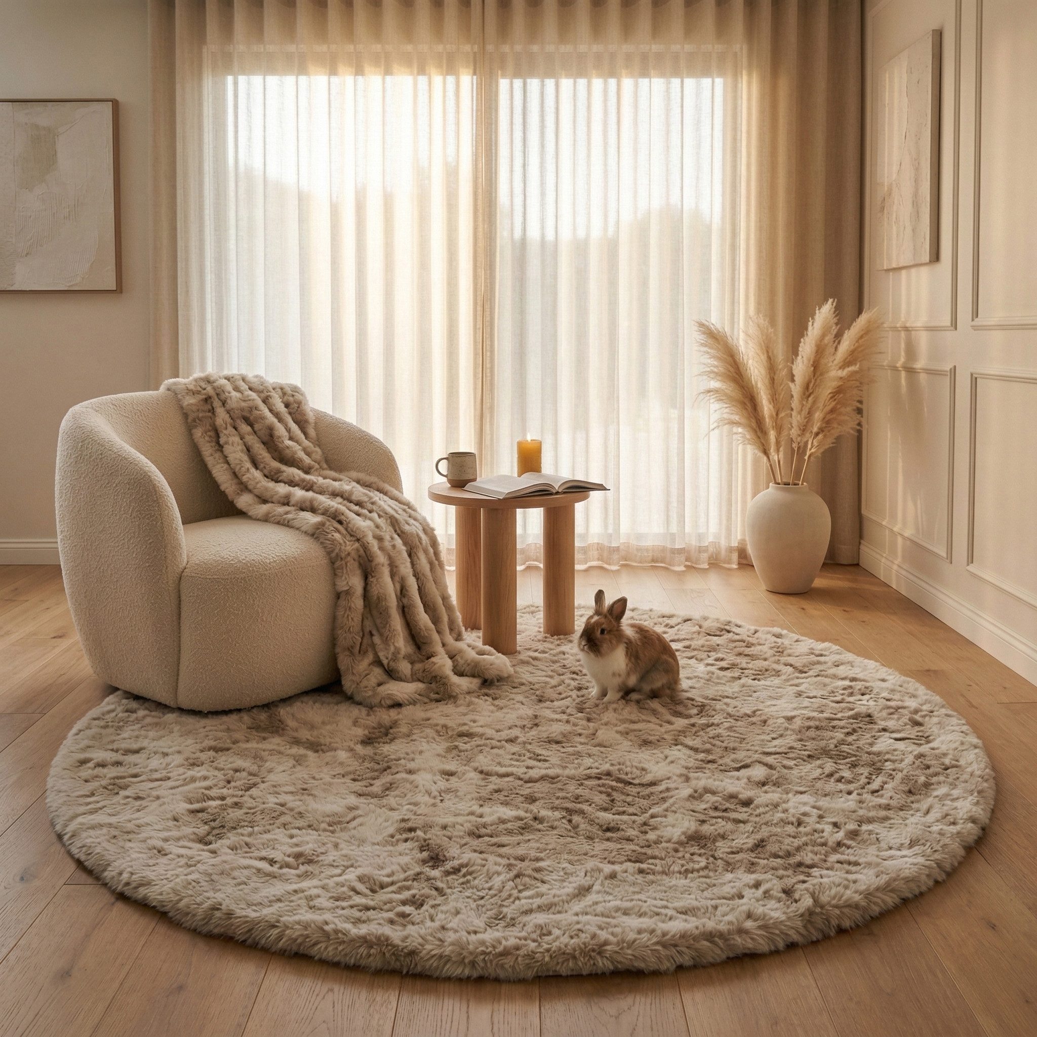 Consilio Concept Fellteppich Teppich Hasenfell Imitat CLOUD Fell Hochflor rechteckig Höhe: 39 mm, Rund
