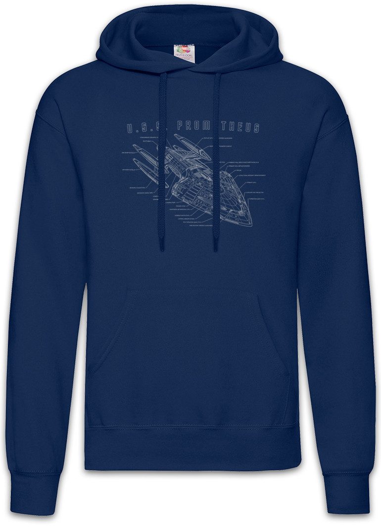 Hoodie Prometheus Blueprint Herren Hoodie Raumschiff Science Fiction U.S.S.