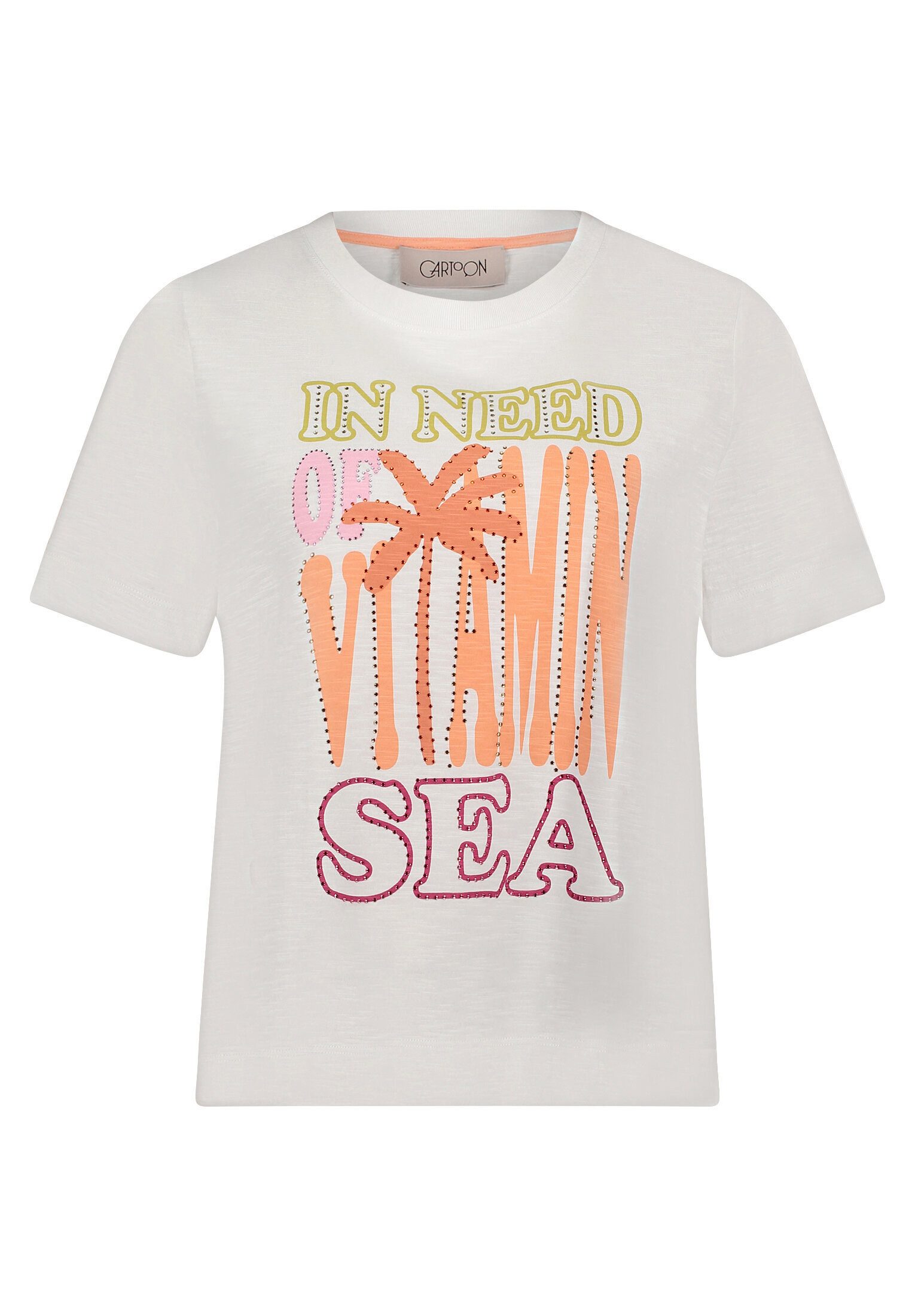 Cartoon Kurzarmshirt Damen mit Rundhalsausschnitt (1-tlg) Hotfix