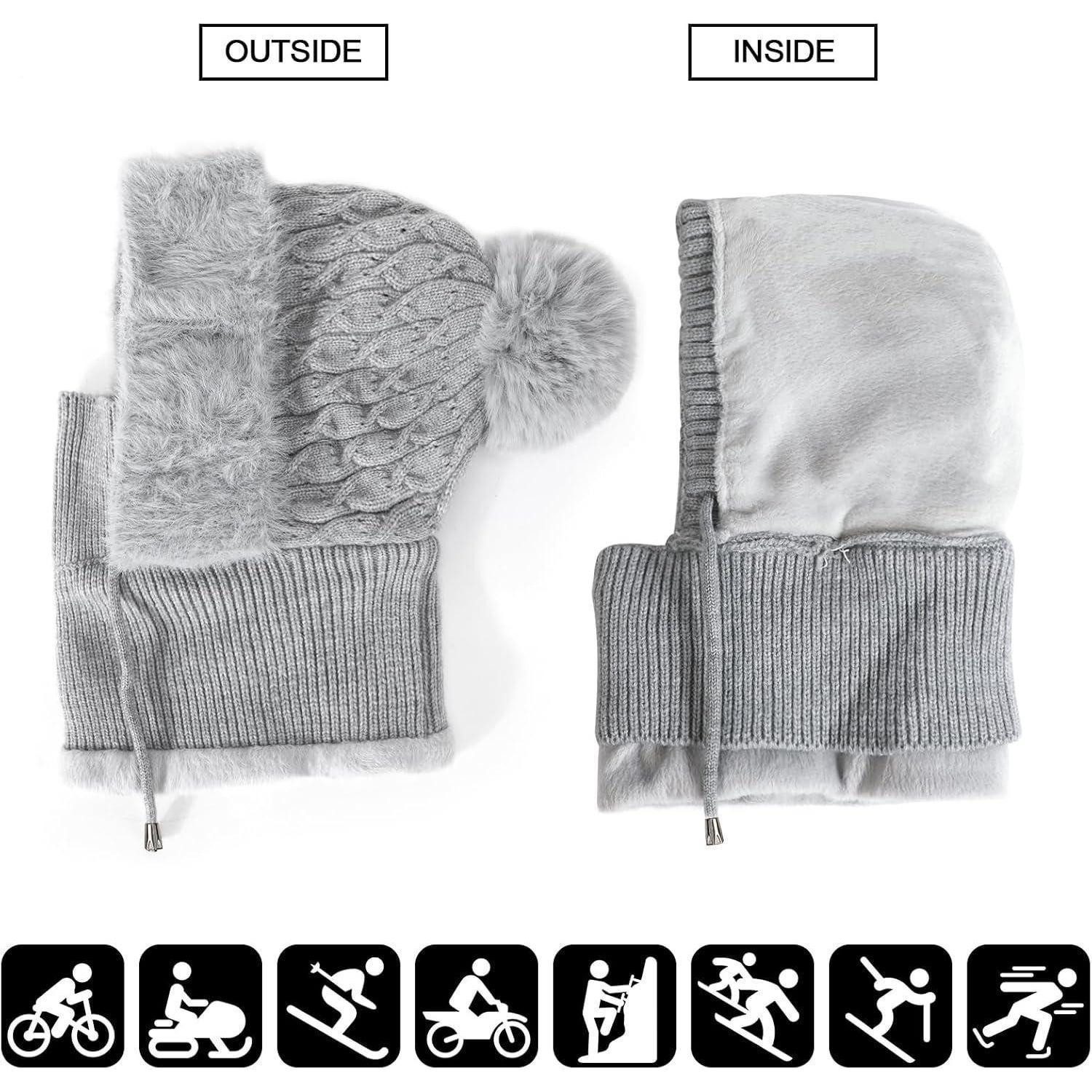 LuxusKollektion Sturmhaube Sturmhaube Balaclava Damen Thermofleece 3in1 Ski Weiß Einheitsgröße