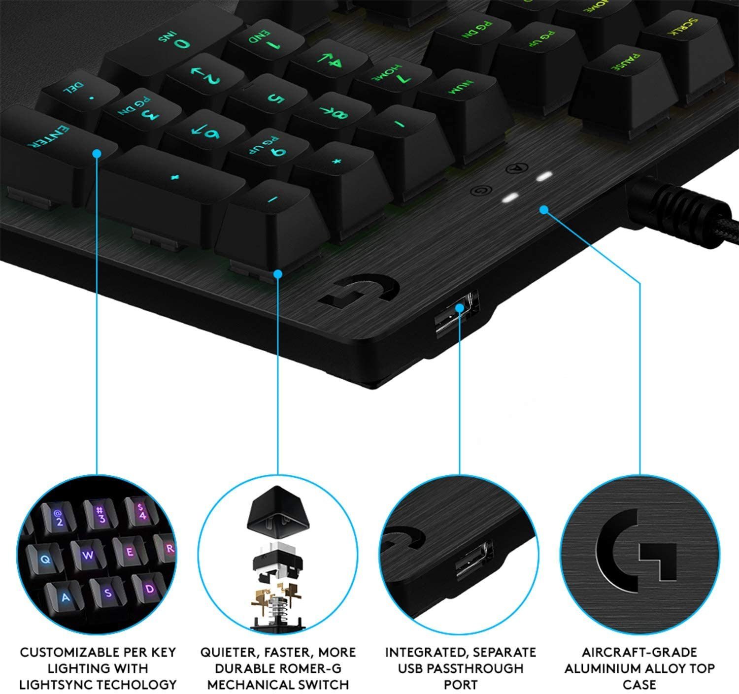 Logitech G513 LIGHTSYNC RGB GX Red Linear (US) Technologie: Gaming-Tastatur