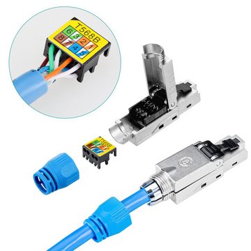 kwmobile 4x CAT 8 RJ45 Netzwerkstecker - geschirmt - werkzeuglos Netzwerk-Adapter, 6,03 cm