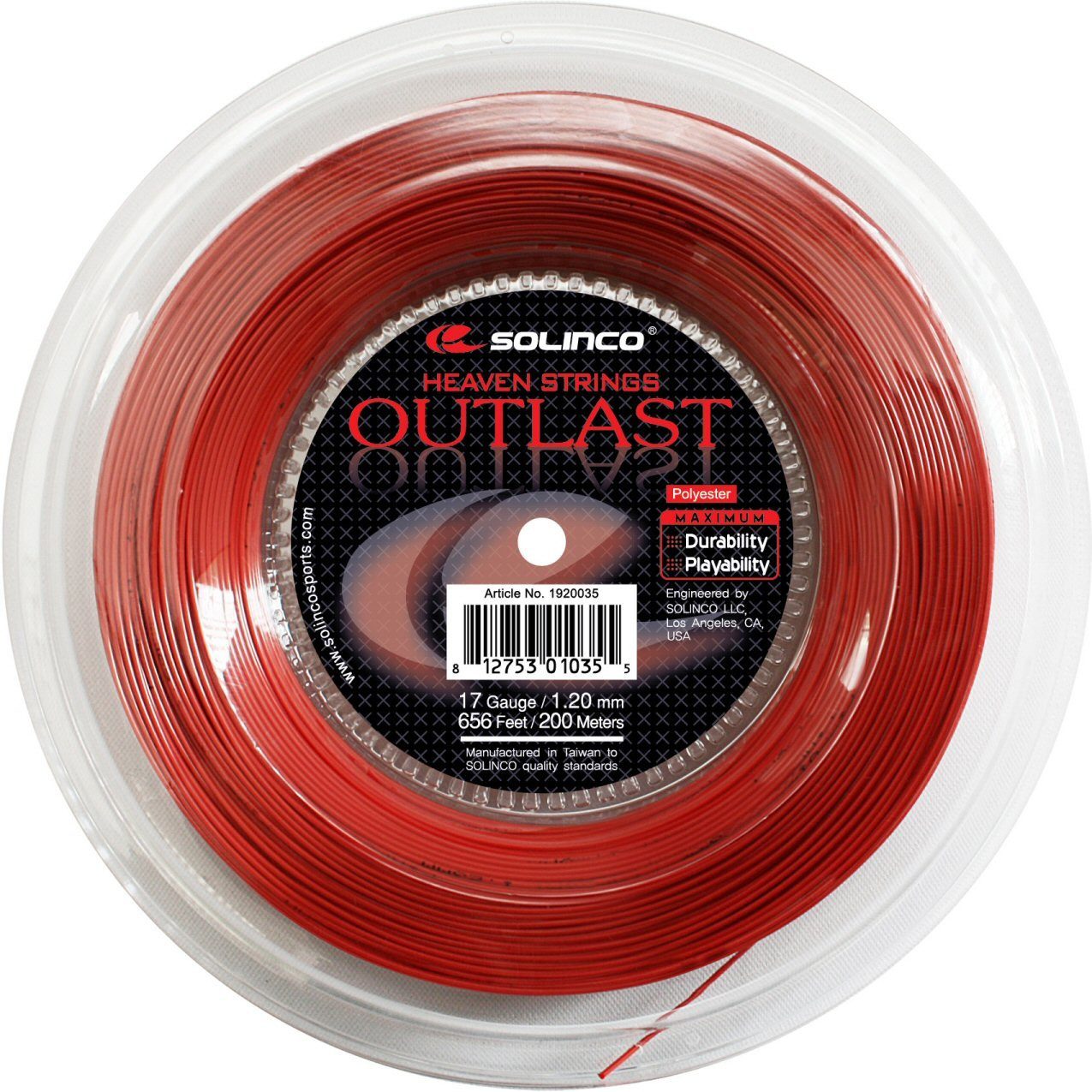 Tennissaite Outlast (Haltbarkeit+Kontrolle) rot 200m Rolle