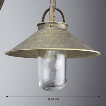 Licht-Erlebnisse Außen-Wandleuchte GIADA, ohne Leuchtmittel, Wandlampe Außen echtes Messing Glas Premiumqualität Handarbeit E27