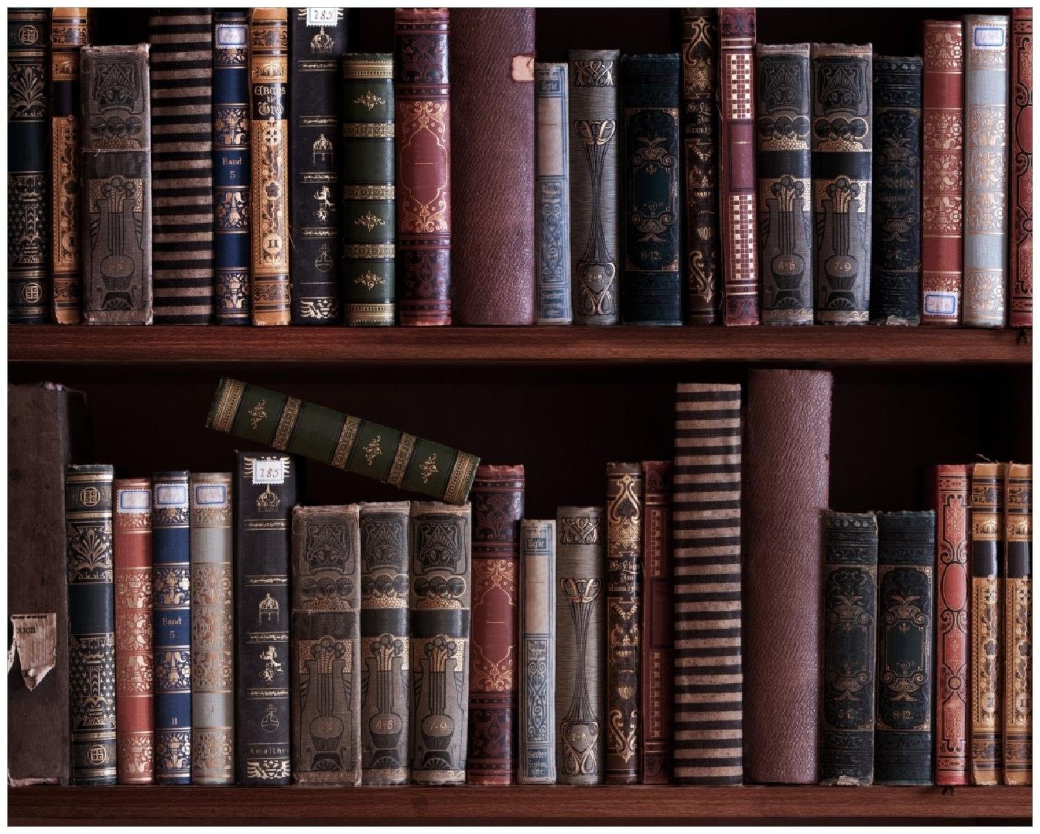 Wallario Poster, Bücherregal mit alten Büchern, in verschiedenen Ausführungen