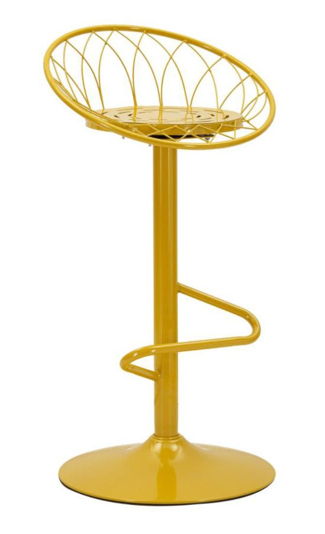 Natur24 Esszimmerstuhl Clox Barhocker 49 x 92 x 45 cm Metall Gelb