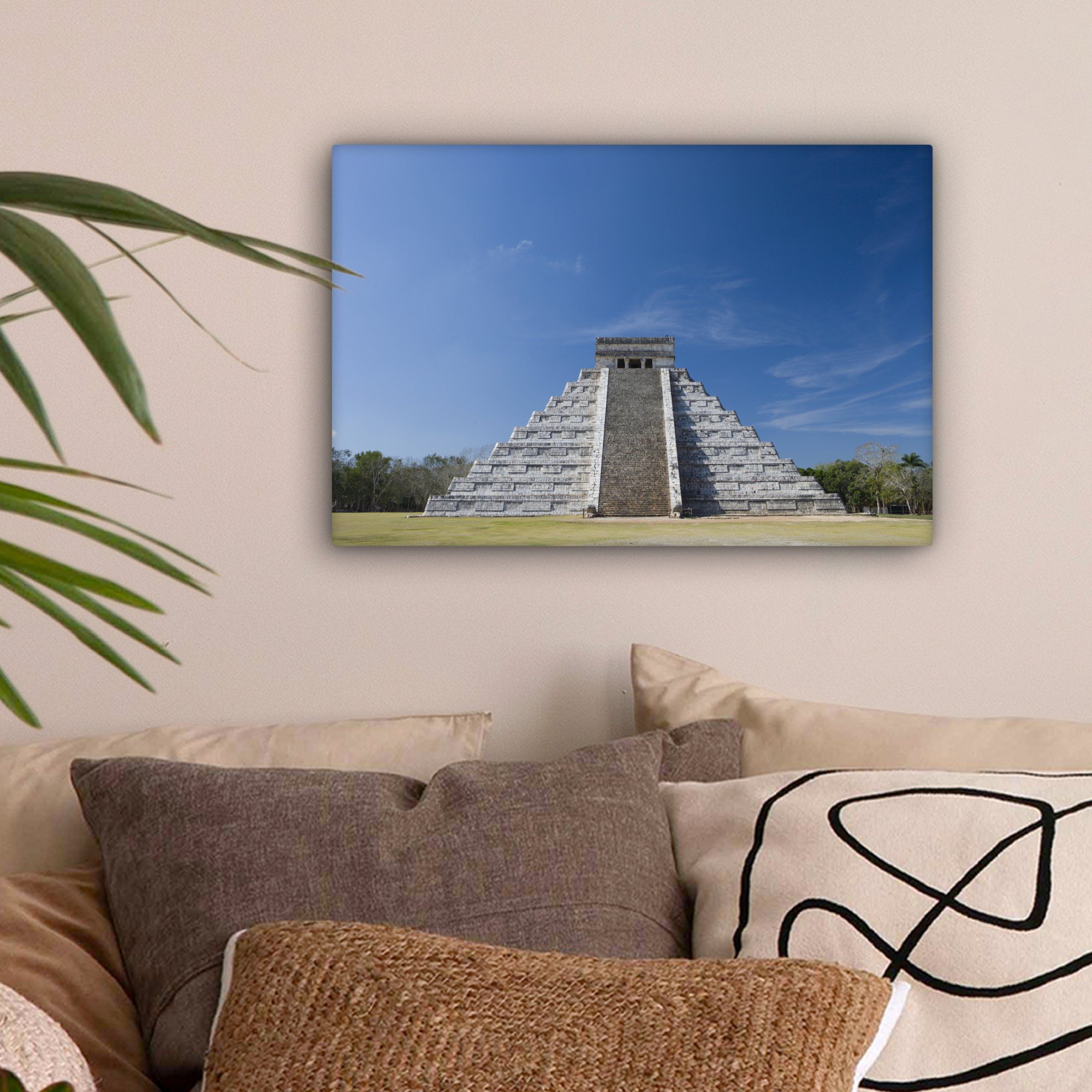 Aufhängefertig, St), cm Eine 30x20 Wandbild Wanddeko, Leinwandbilder, Leinwandbild Pyramide OneMillionCanvasses® (1 in Mexiko,