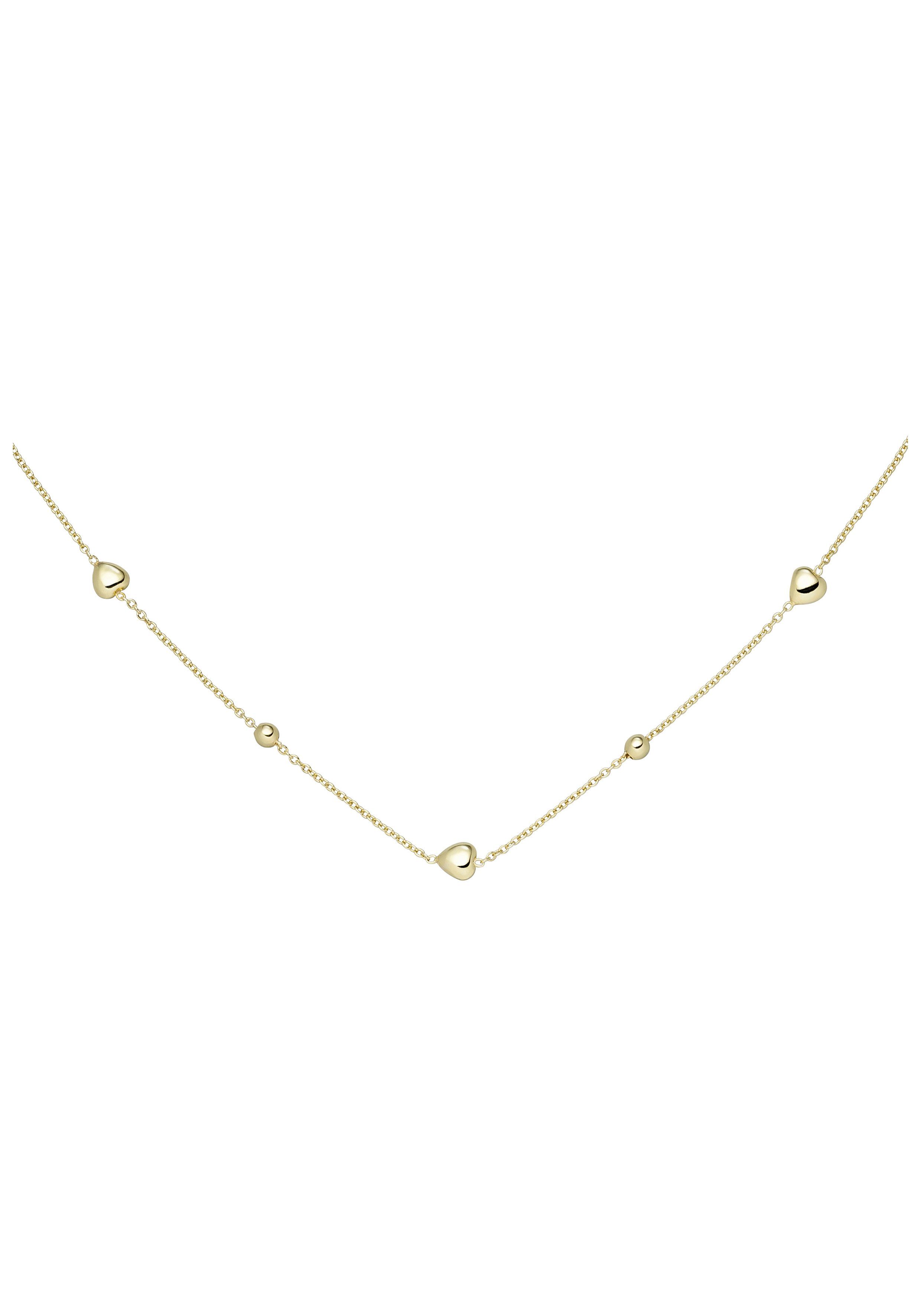 Valentinstagsgeschenk JOBO Kette mit Anhänger Herz Kugel, 925 Silber vergoldet 45 cm, goldfarben