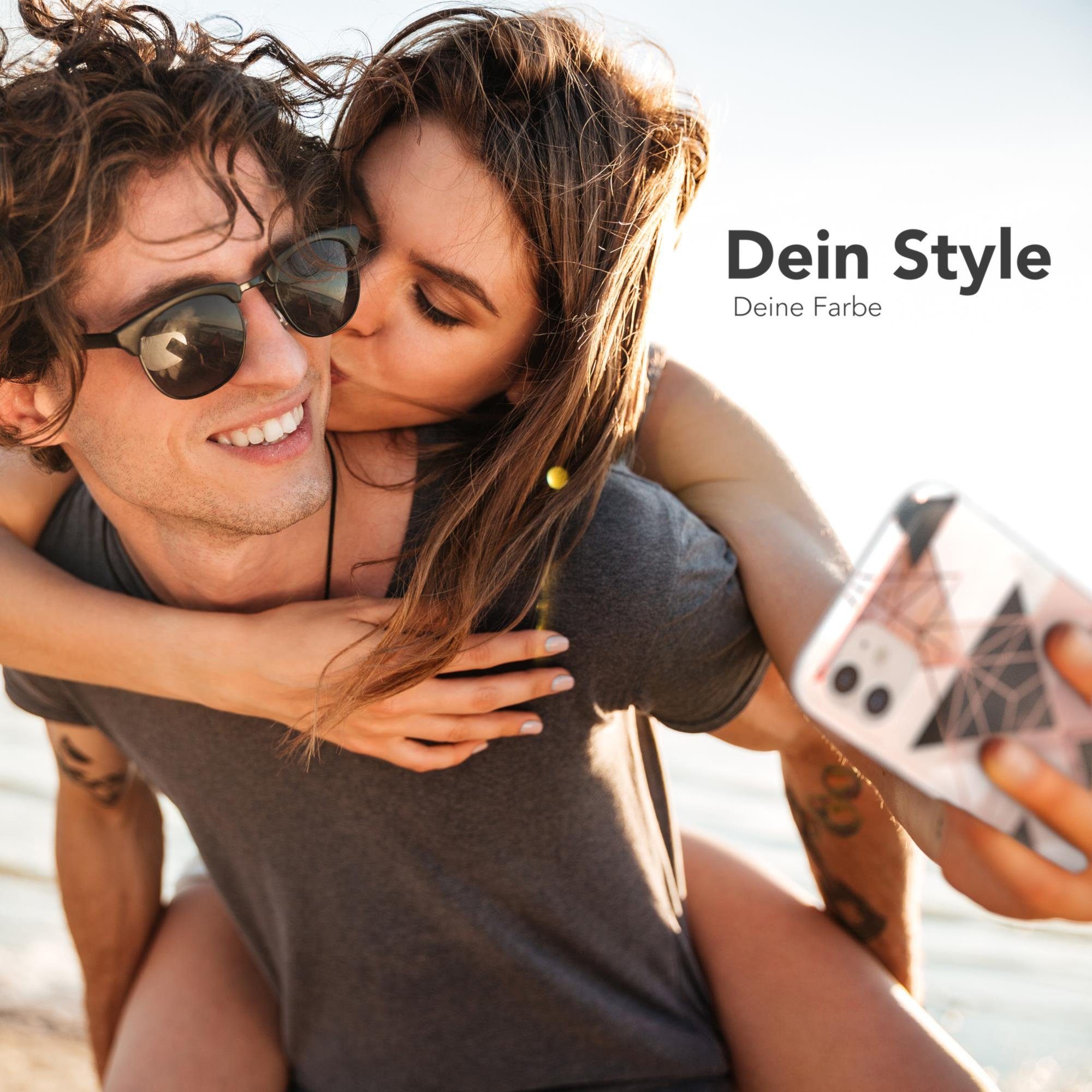EAZY CASE Handyhülle IMD Motiv Cover für Apple iPhone 11 6,1 Zoll, Hülle mit Kameraschutz Slimcover Display Bumper Geometrie Rosa Braun