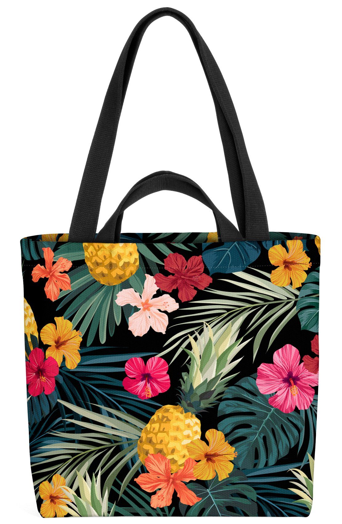 VOID Henkeltasche Tropische (1-tlg), Hibiskus-Blüten Blumen-Muster Ananas Tropen gemustert Palmen