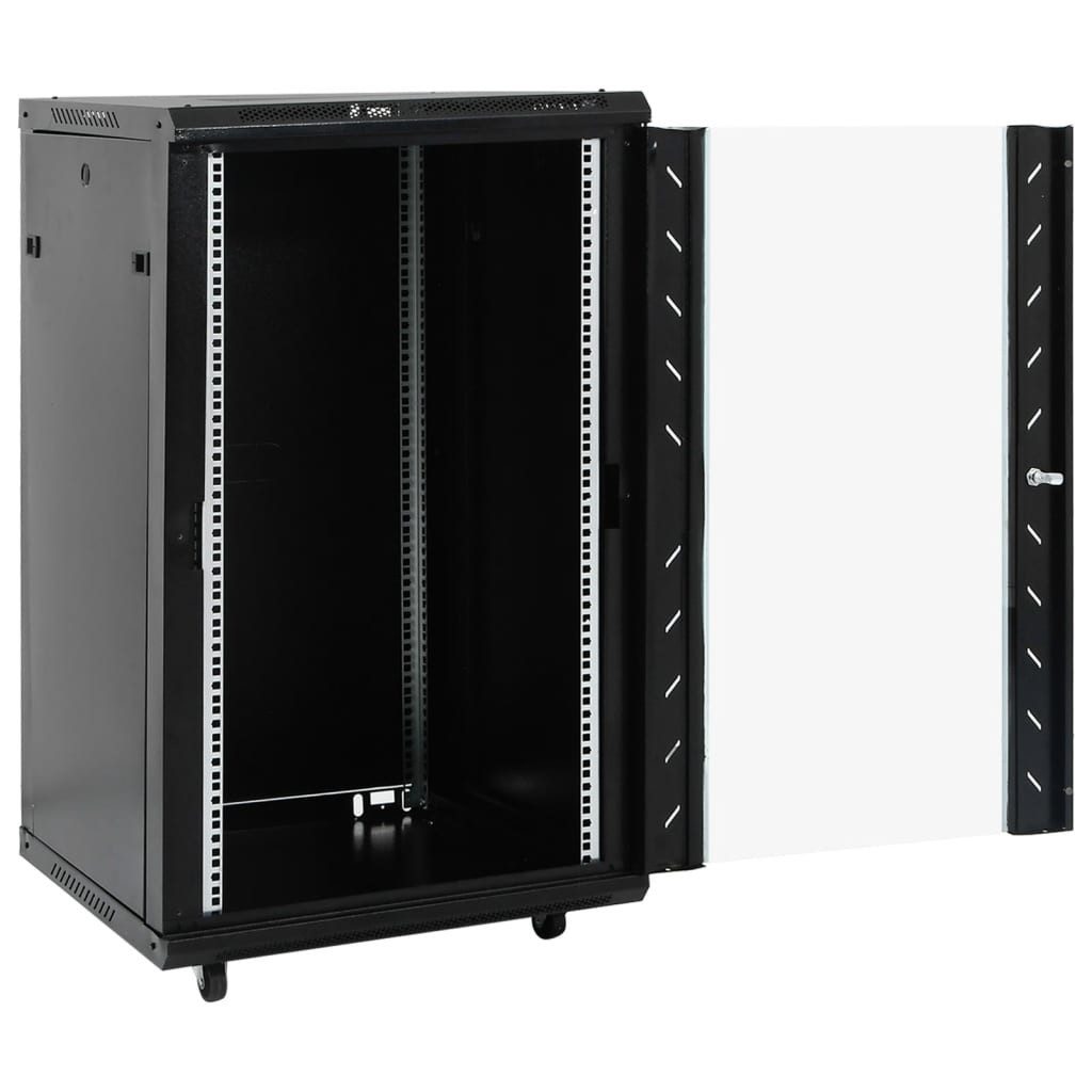 vidaXL Netzwerkschrank 18U Netzwerkschrank 19" IP20 Schwarz 60x60x100 cm