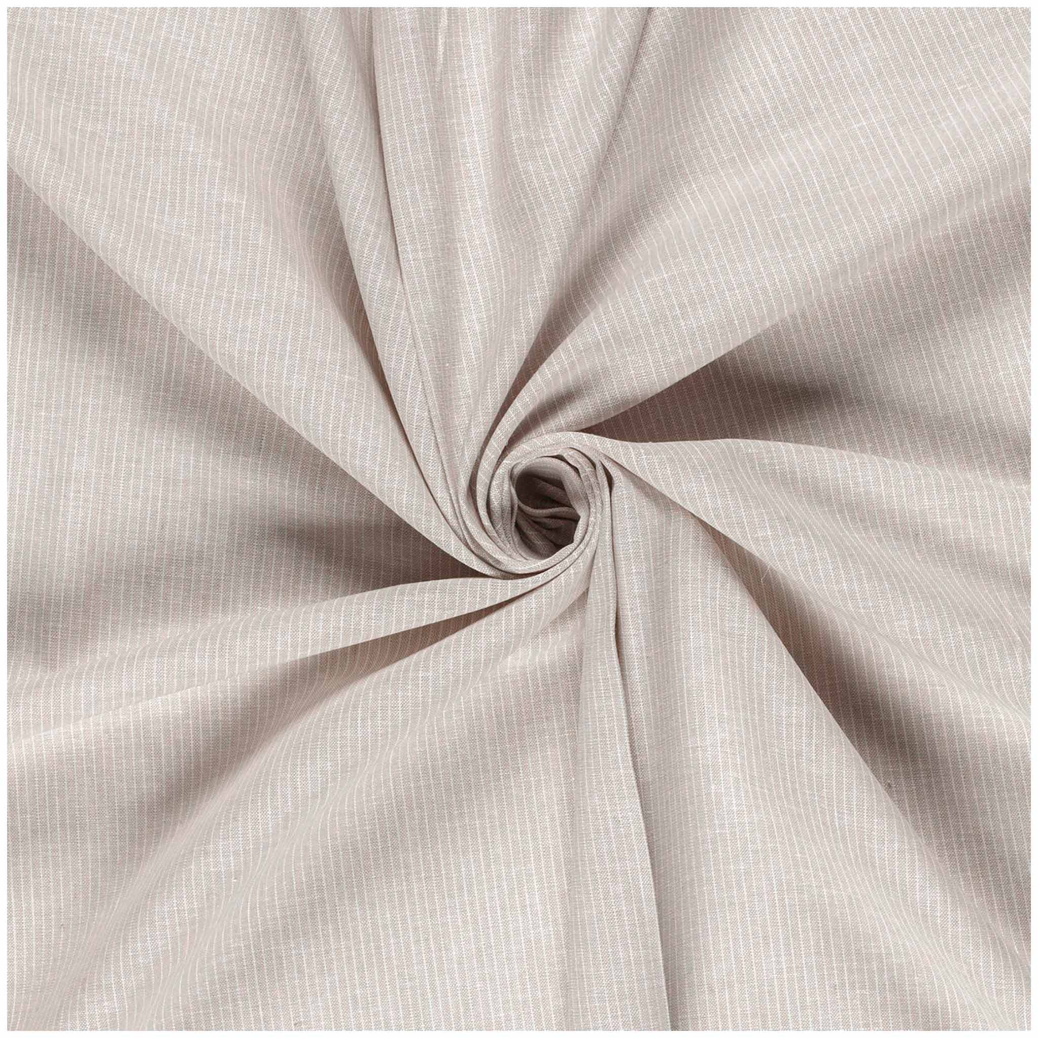 maDDma Stoff Halbleinen Stoff 1/2 Meterware Chambré Streifen Leinen Baumwolle, beige