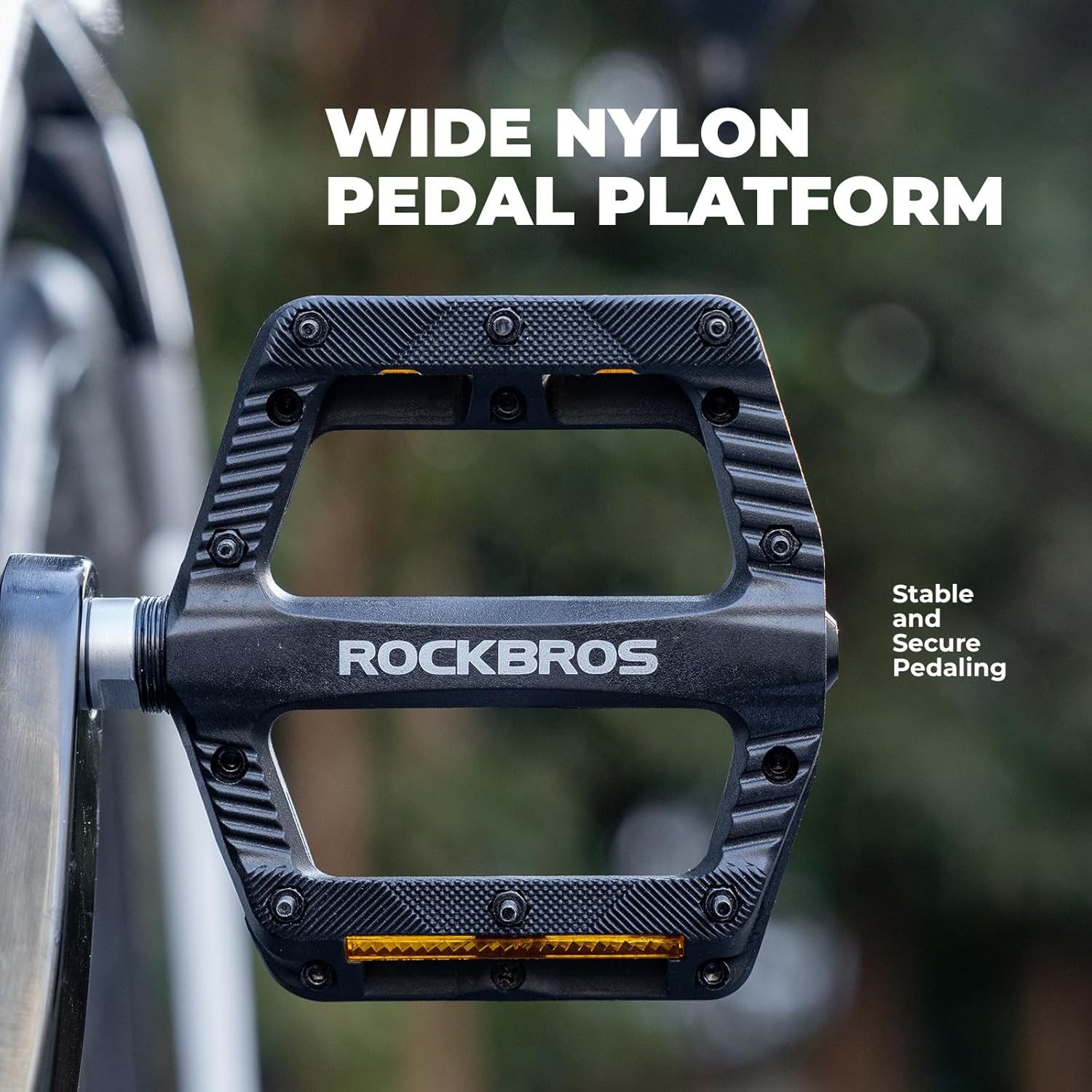 ROCKBROS Fahrradpedale Rutschfeste Flat Fahrradpedale für MTB E-Bike Gravel, mit Reflektor