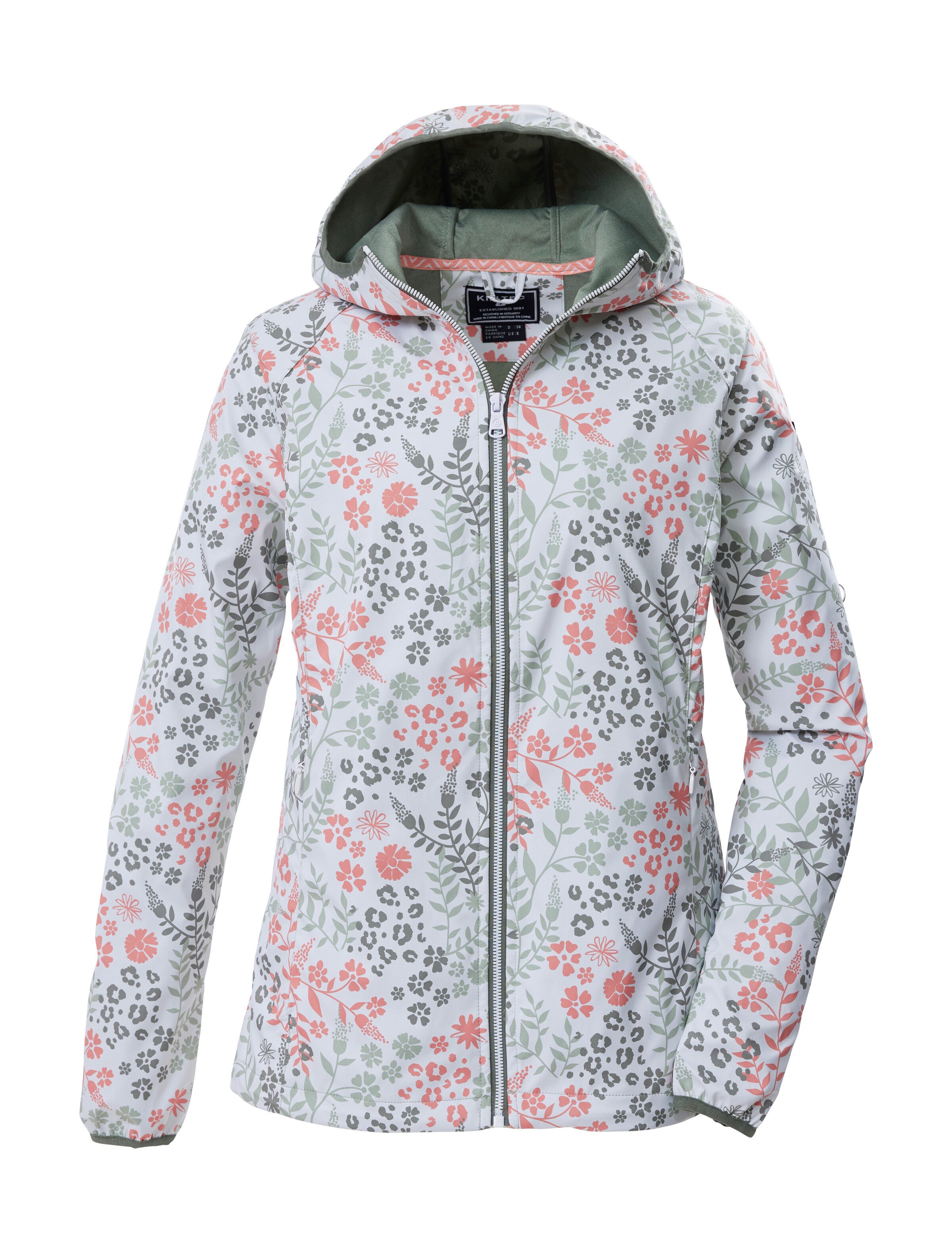 Killtec Softshelljacke KOS 14 WMN SFTSHLL JCKT AOP Wasserabweisende, atmungsaktive Softshelljacke mit Kapuze