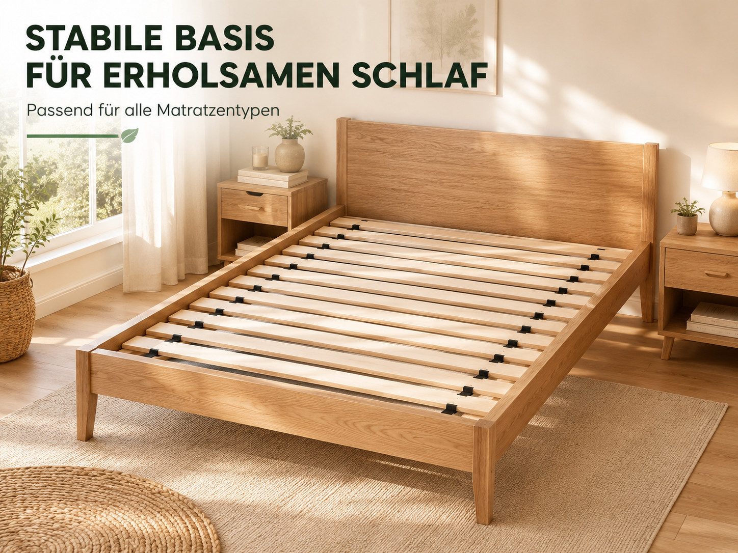 Rollrost 10 stabile Latten aus hochwertigem Massivholz, Best for You, Kopfteil non-adjustable base, Fußteil Not adjustable, Lattenrost, Stabilstes Rollrost, Lat – Bild 2 von 5