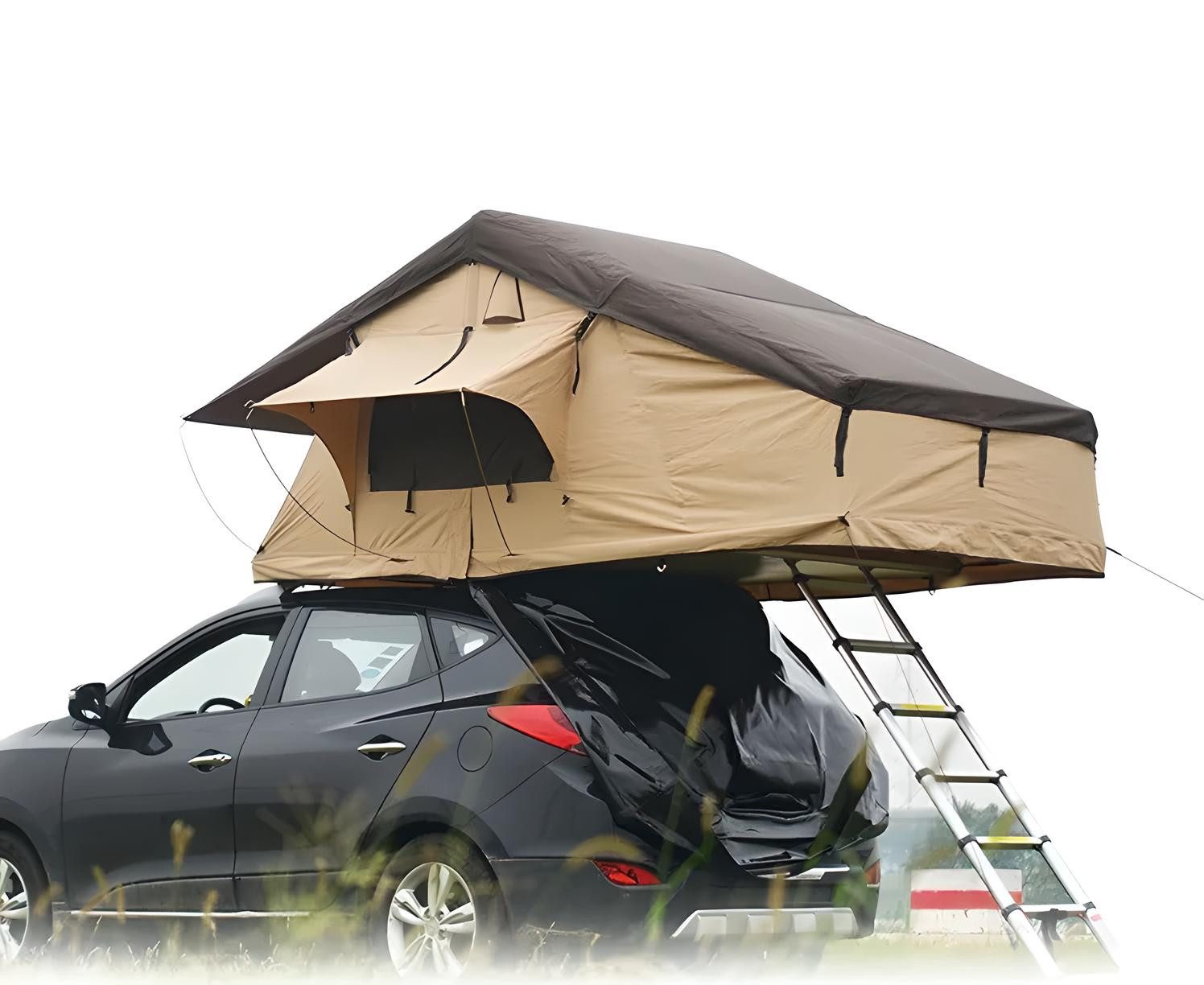 Dachzelt Autodachzelt Softcase 2 Größen, bis zu 5 Personen Khaki/Grün Schwarz