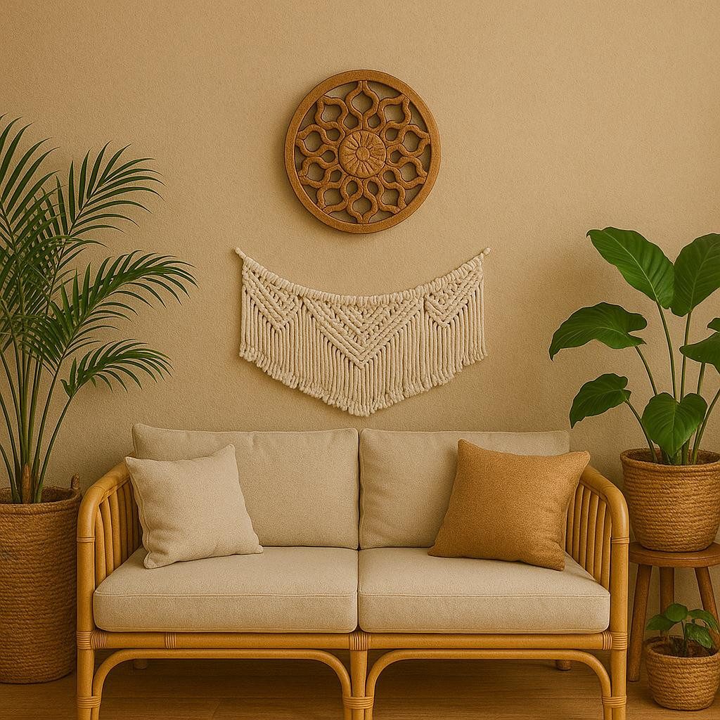 Bali-Homedecor Wanddekoobjekt Wandhänger Blumendekor Mangoholz Natur günstig online kaufen