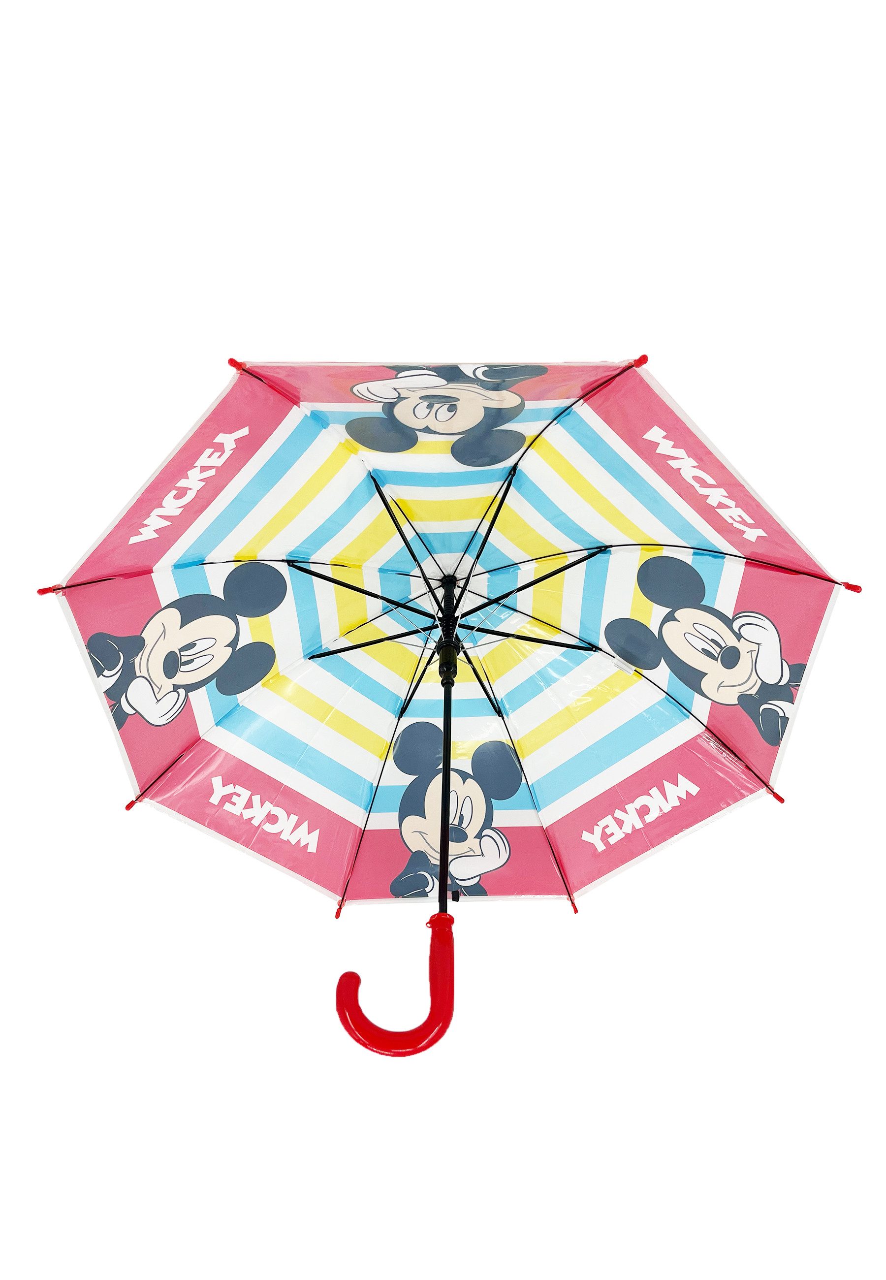 Disney Mickey Mouse Stockregenschirm Kinder Regenschirm bunt Streifen 82 cm, windfest
