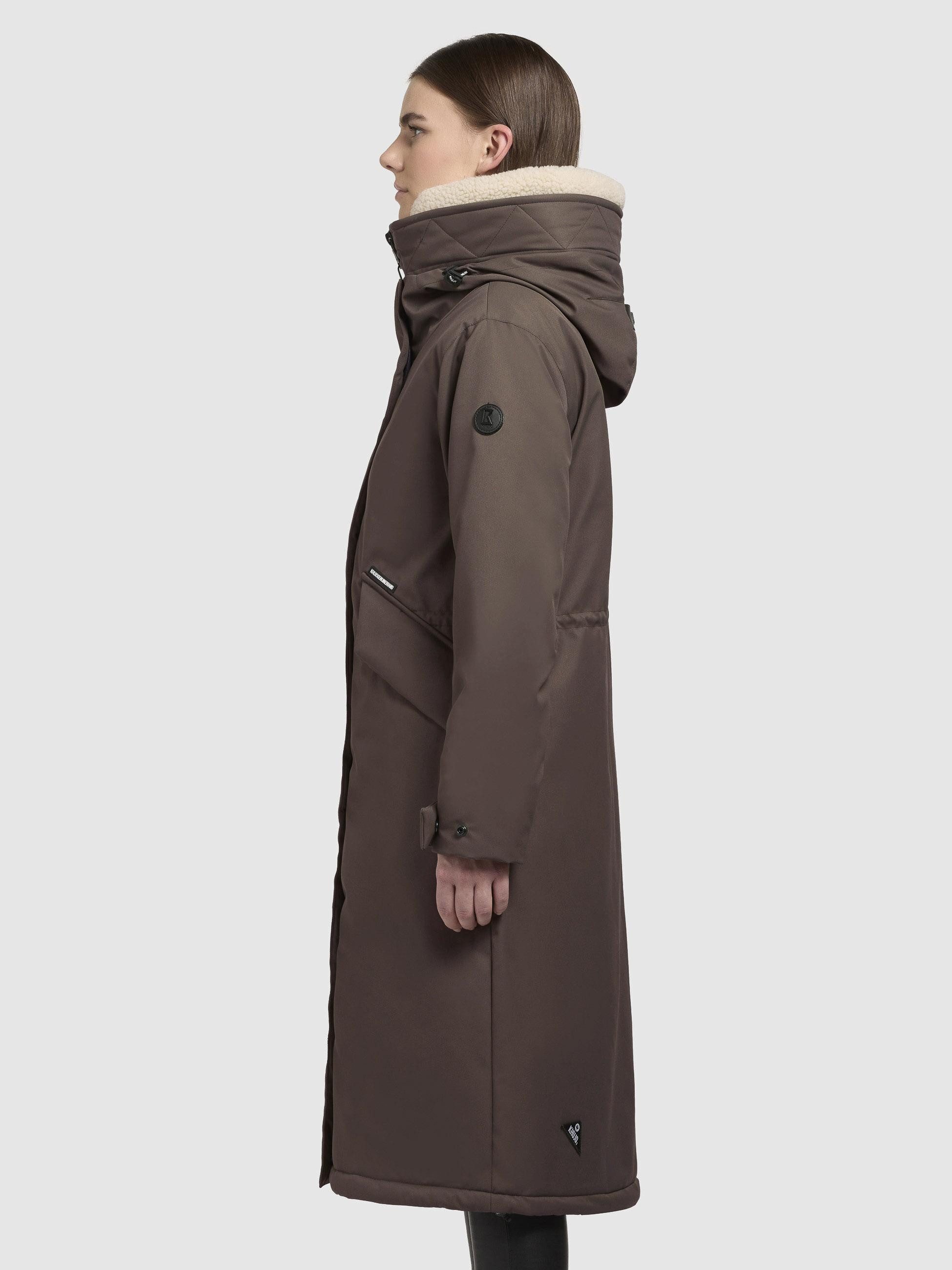 khujo Wintermantel Agneta-YM Langer Damen Mantel mit weichem Teddyfleece an der Kapuze