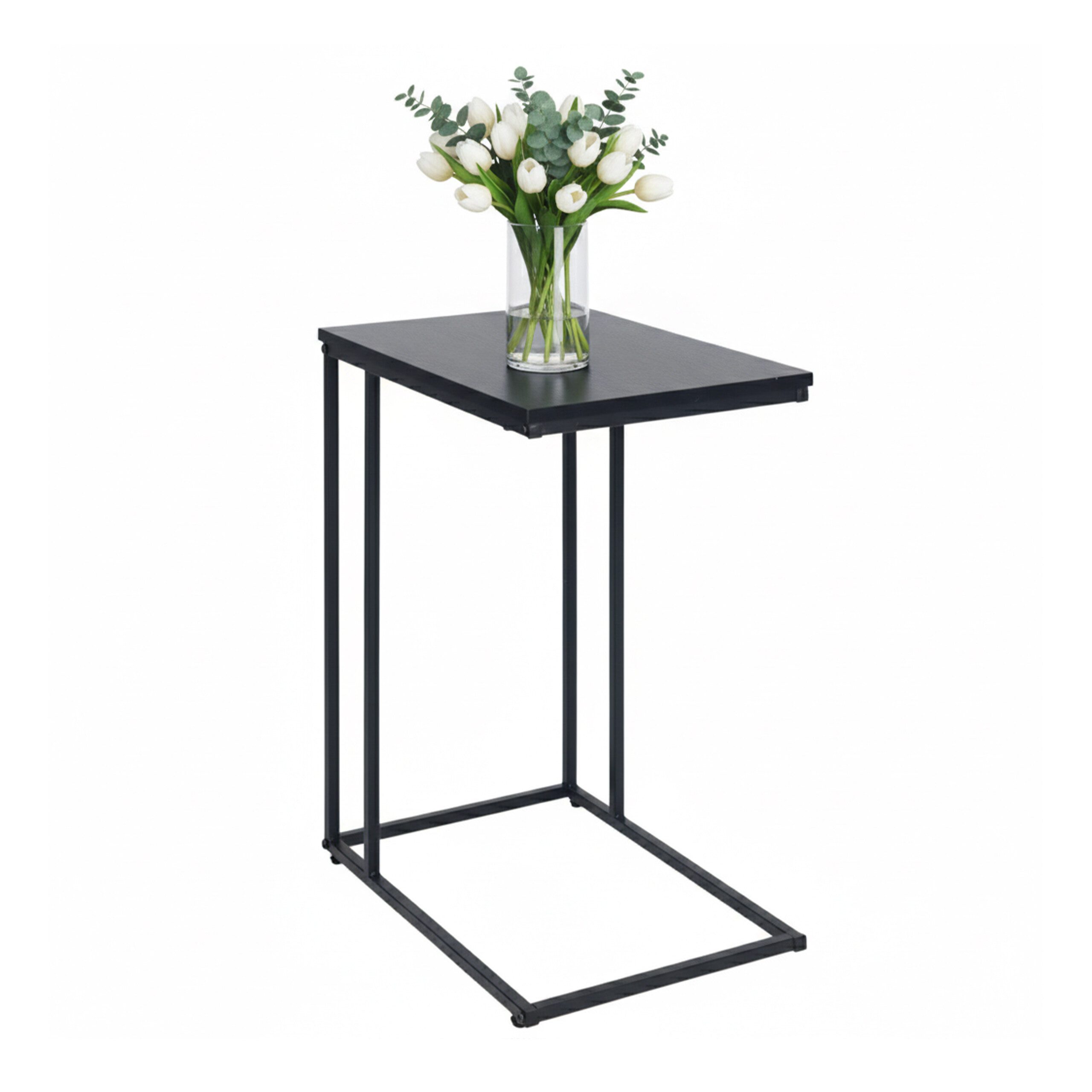 relaxdays Beistelltisch in C-Form (1-St), schwarz